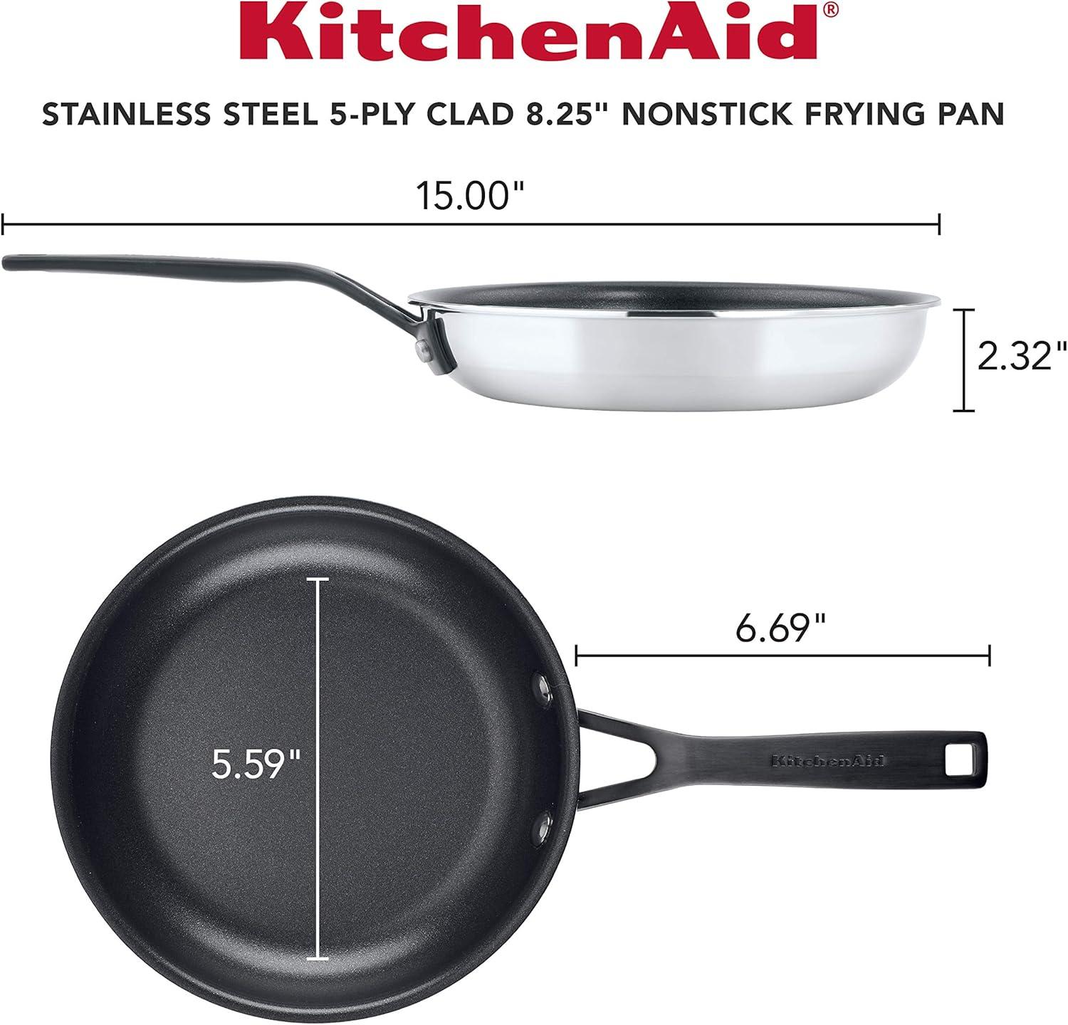 imageKitchenAid 5Ply Clad Polished Stainless Steel Fry PanSkillet 1225 InchStainless Steel