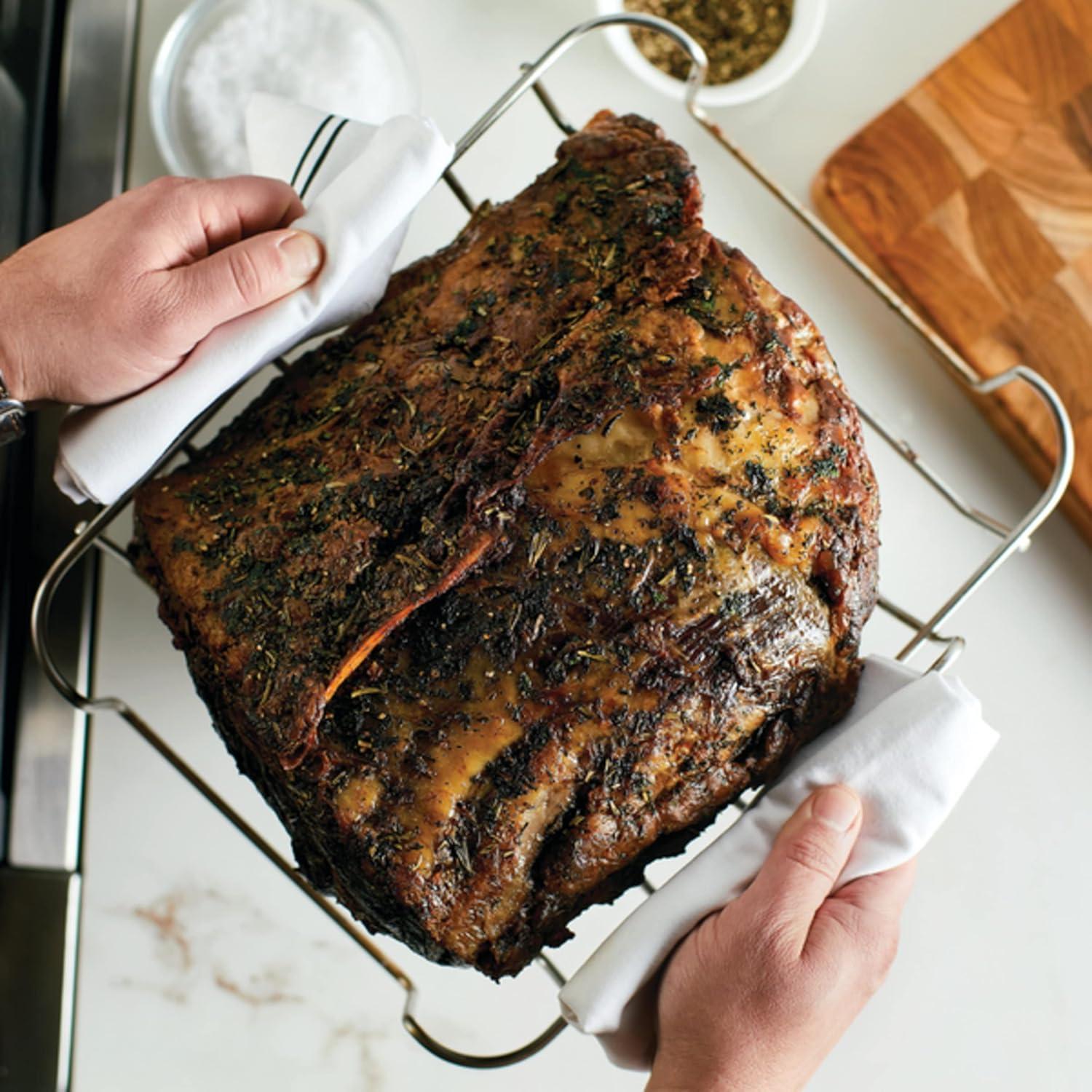 imageKitchenAid 5Ply Clad Stainless Steel Roasting PanRoaster with Removable Rack 15 Inch x 115 Inch Polished Stainless Steel