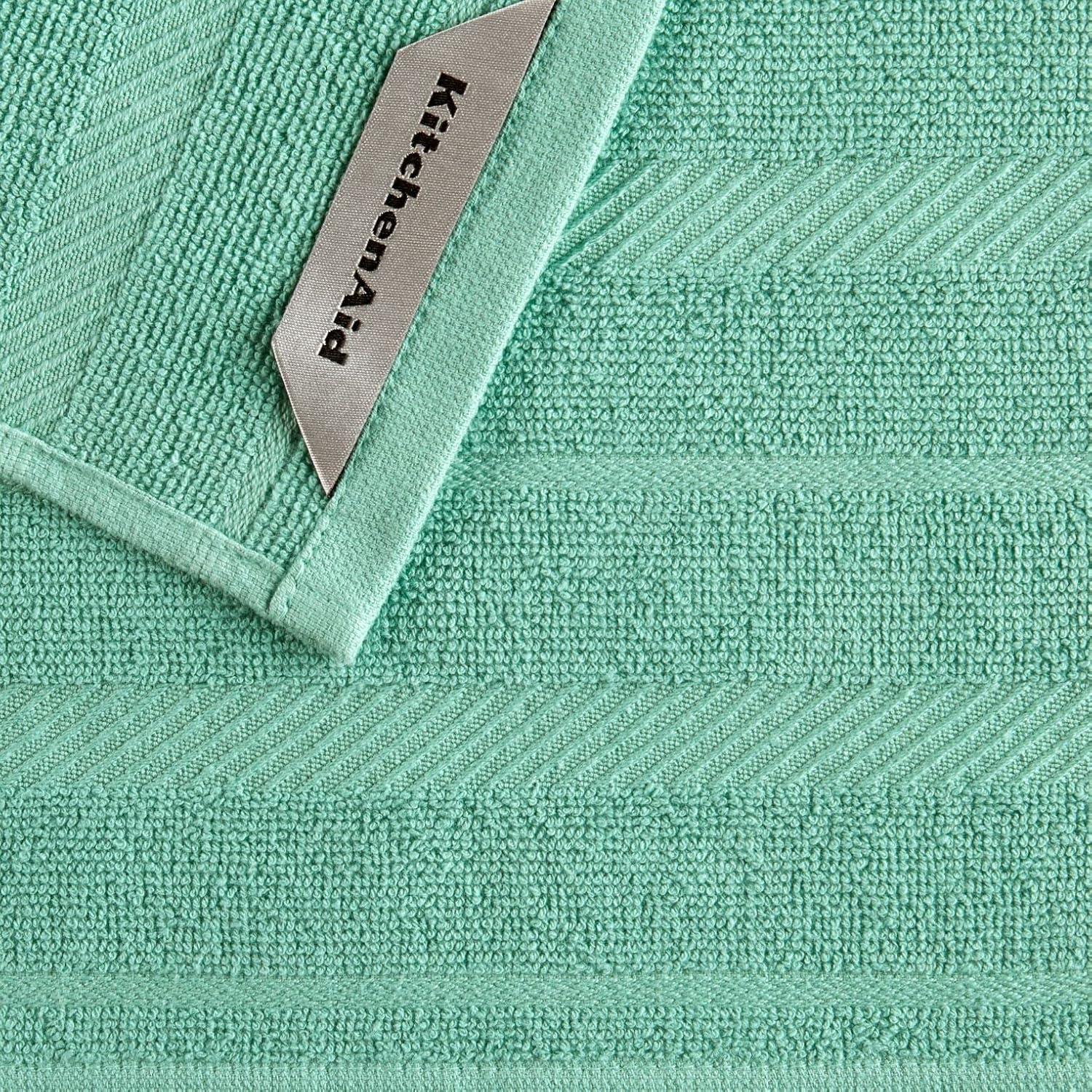 imageKitchenAid Albany Dishcloth 8 Pack Set Aqua SkyWhite 12quotx12quotAqua SkyWhite