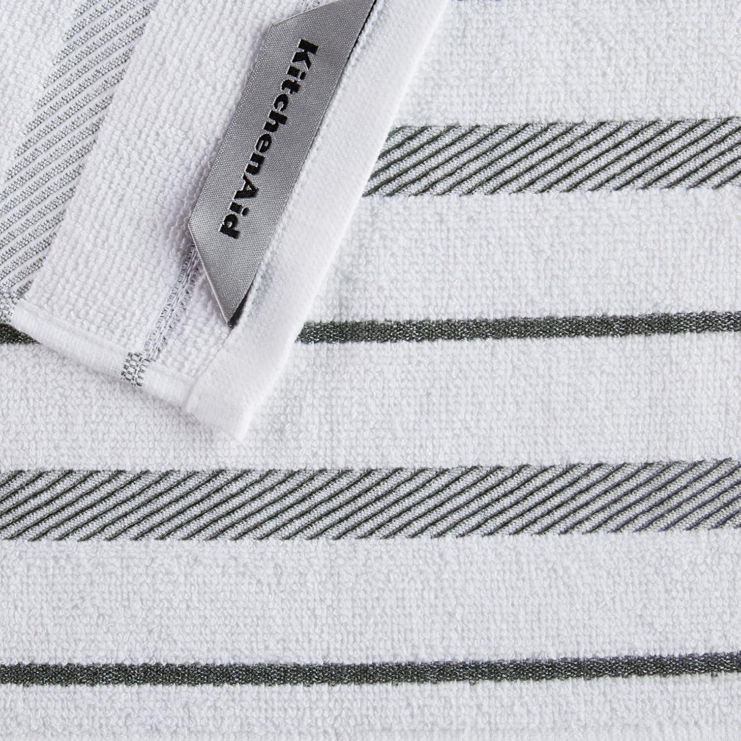 imageKitchenAid Albany Dishcloth 8 Pack Set Aqua SkyWhite 12quotx12quotCharcoal GreyWhite