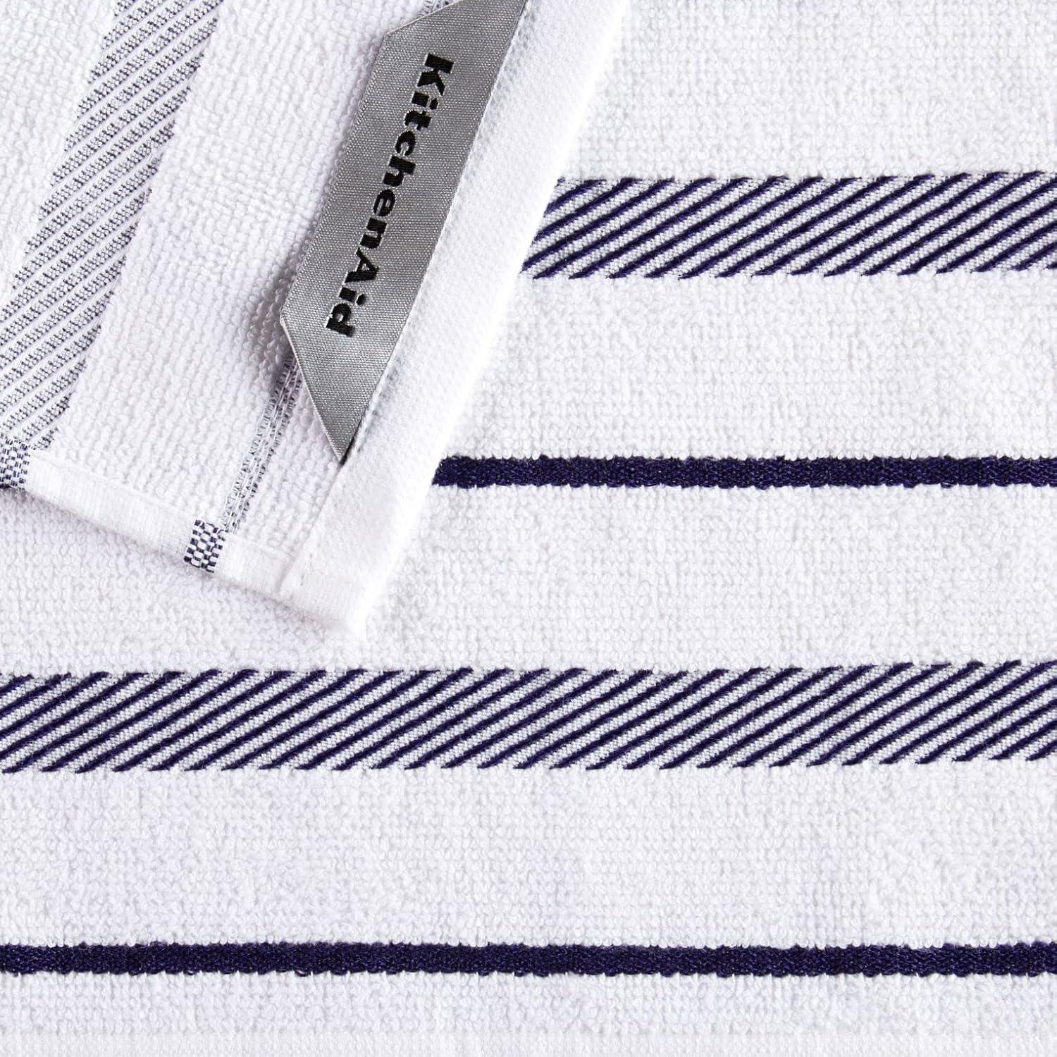 imageKitchenAid Albany Dishcloth 8 Pack Set Aqua SkyWhite 12quotx12quotCobalt BlueWhite