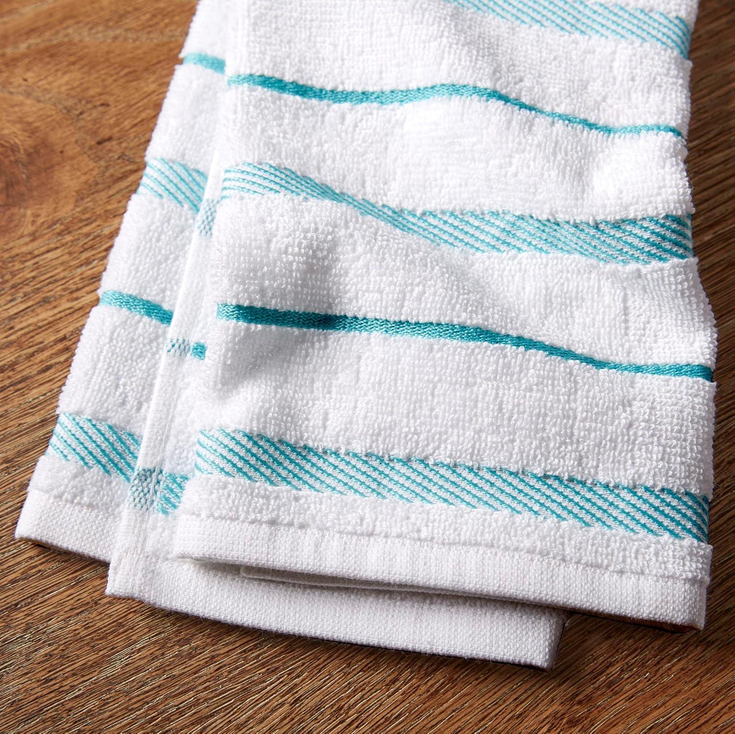 imageKitchenAid Albany Kitchen Towel 4Pack Set Blue VelvetWhite 16quotx26quotAqua