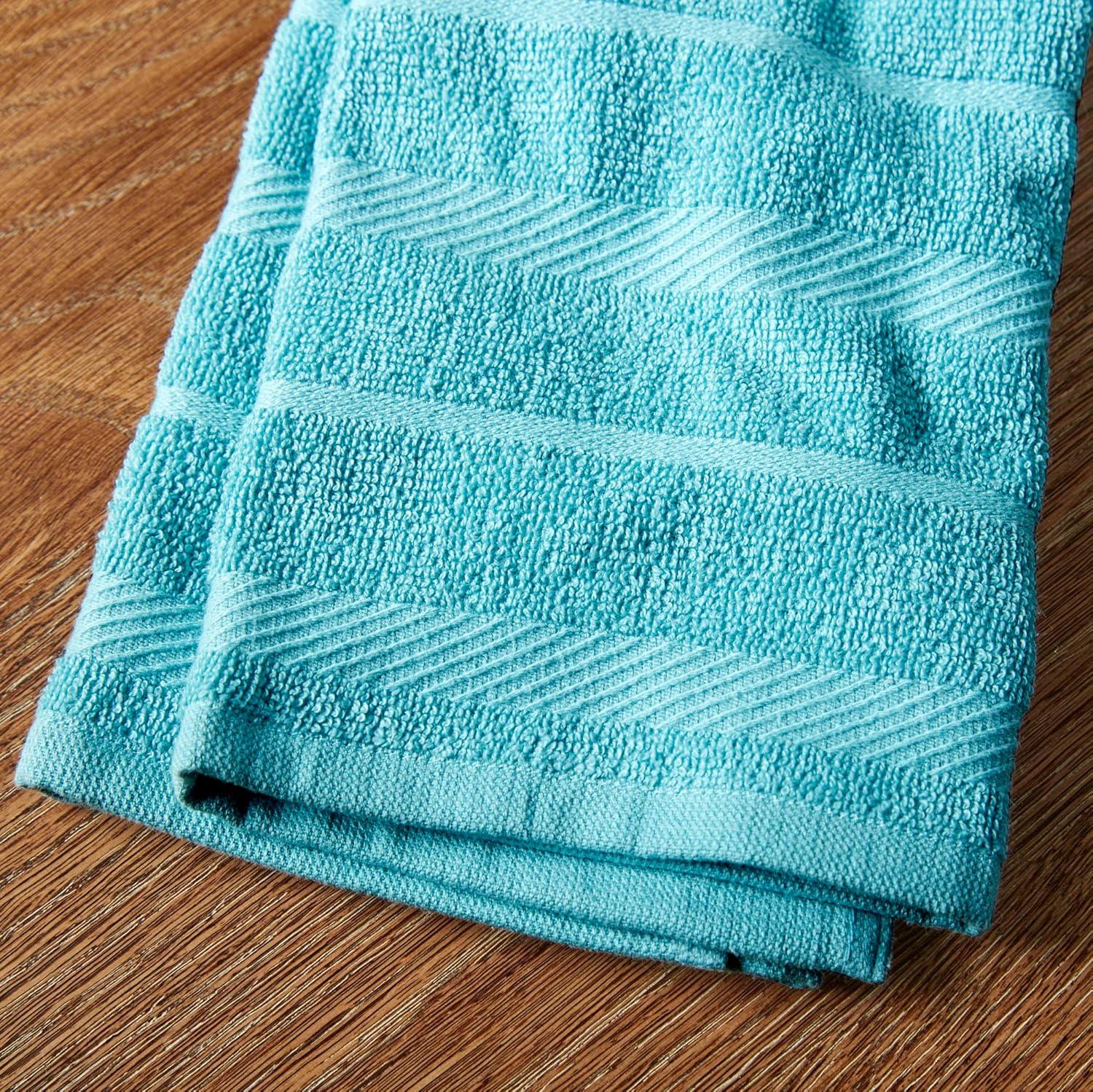 imageKitchenAid Albany Kitchen Towel 4Pack Set Blue VelvetWhite 16quotx26quotAqua