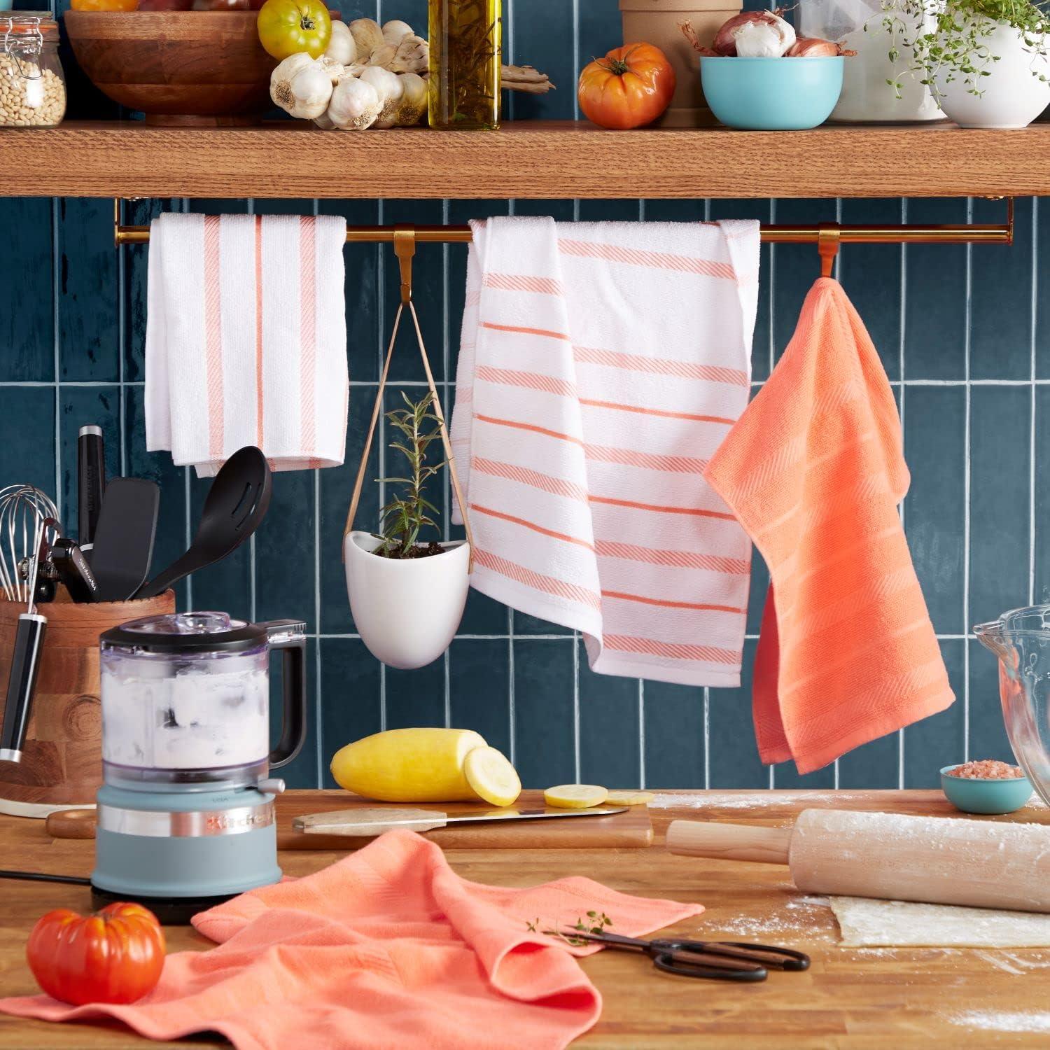 imageKitchenAid Albany Kitchen Towel 4Pack Set Blue VelvetWhite 16quotx26quotBird of Paradise