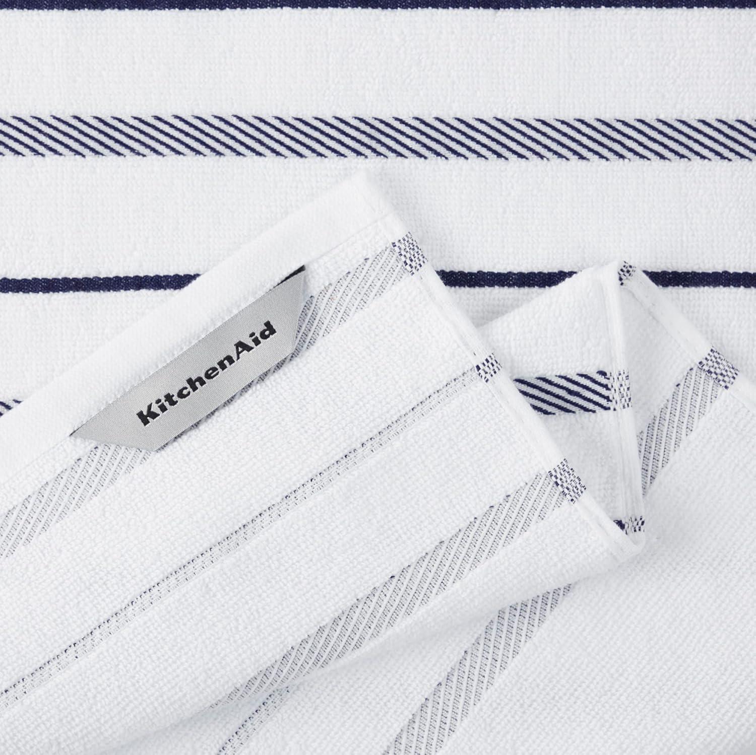 imageKitchenAid Albany Kitchen Towel 4Pack Set Blue VelvetWhite 16quotx26quotCobalt