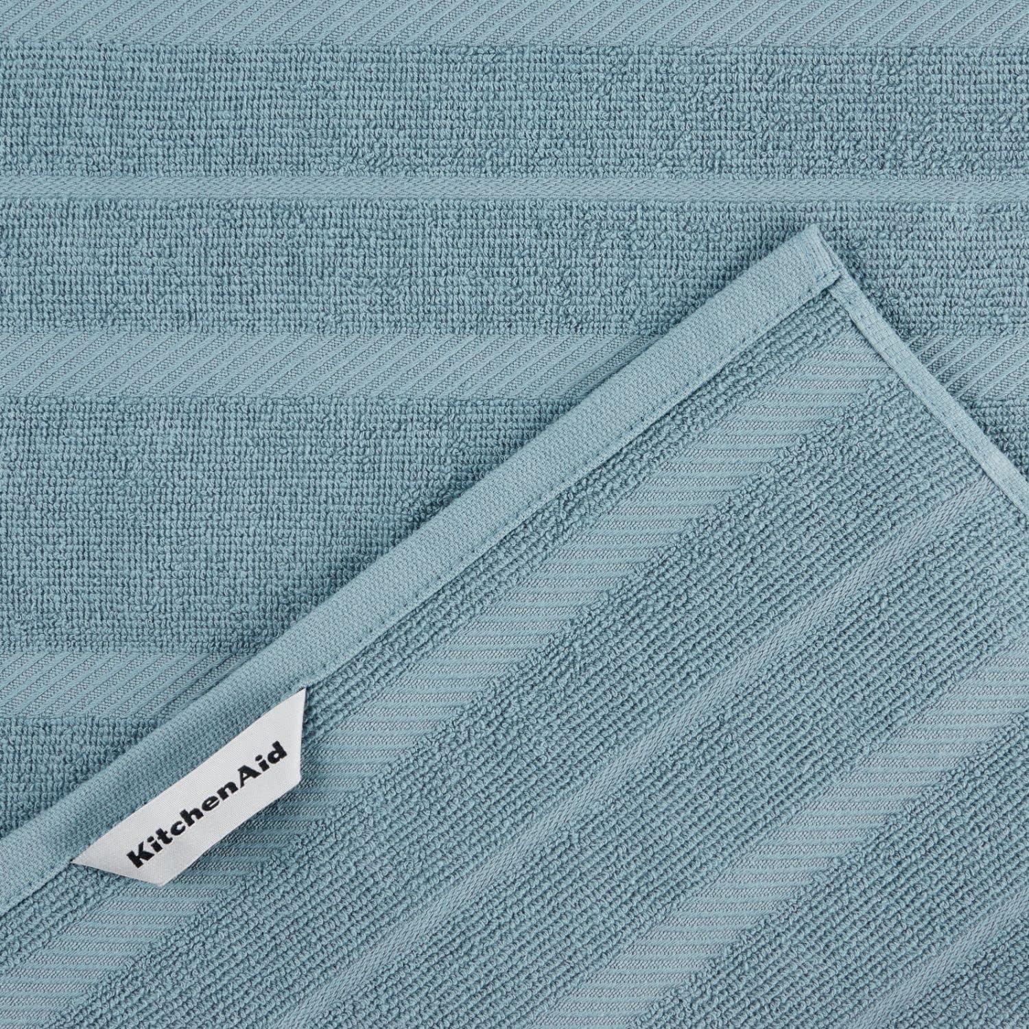 imageKitchenAid Albany Kitchen Towel 4Pack Set Blue VelvetWhite 16quotx26quotFog Blue