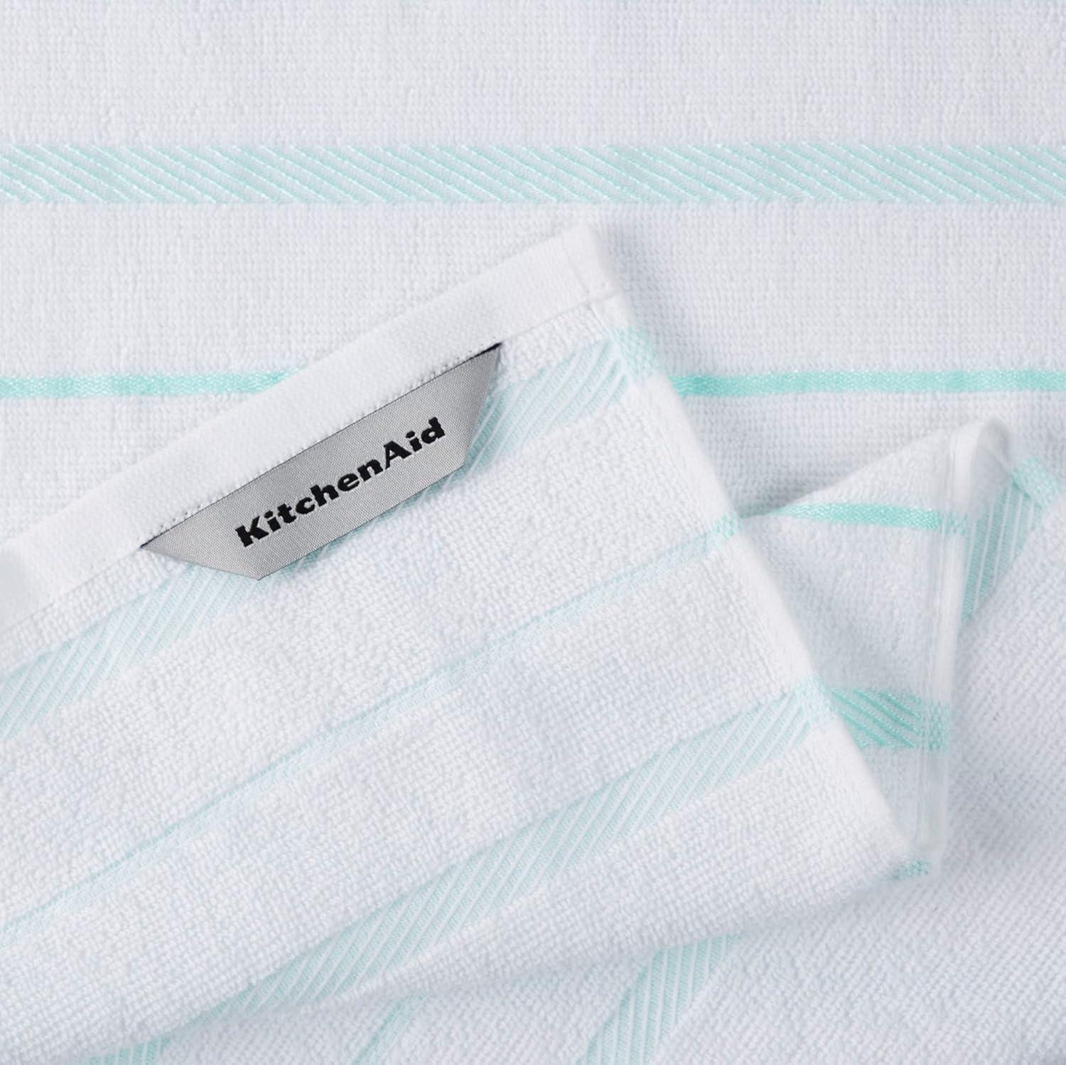 imageKitchenAid Albany Kitchen Towel 4Pack Set Blue VelvetWhite 16quotx26quotMineral Water