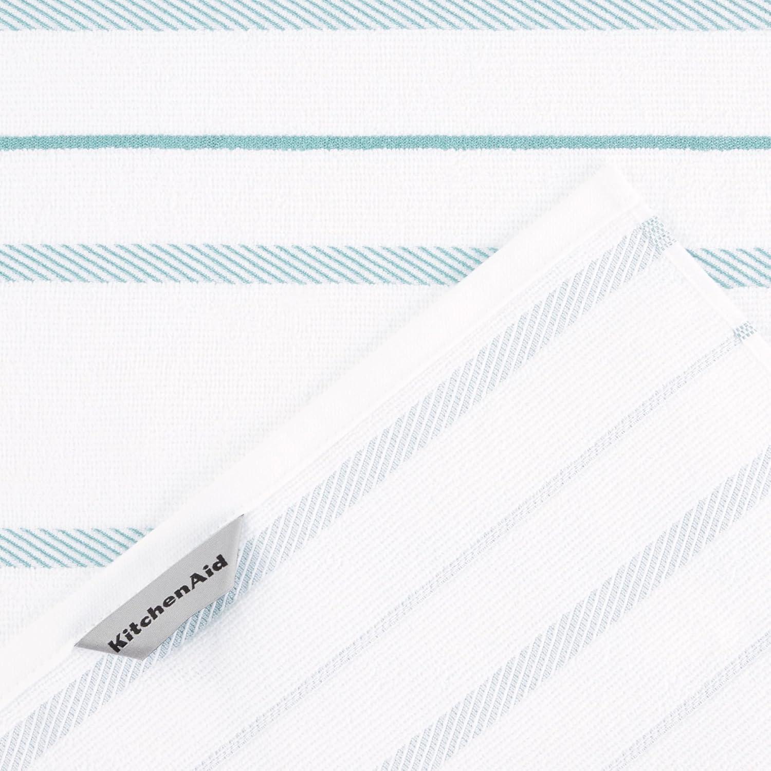 imageKitchenAid Albany Kitchen Towel 4Pack Set Blue VelvetWhite 16quotx26quotMineral Water AquaWhite