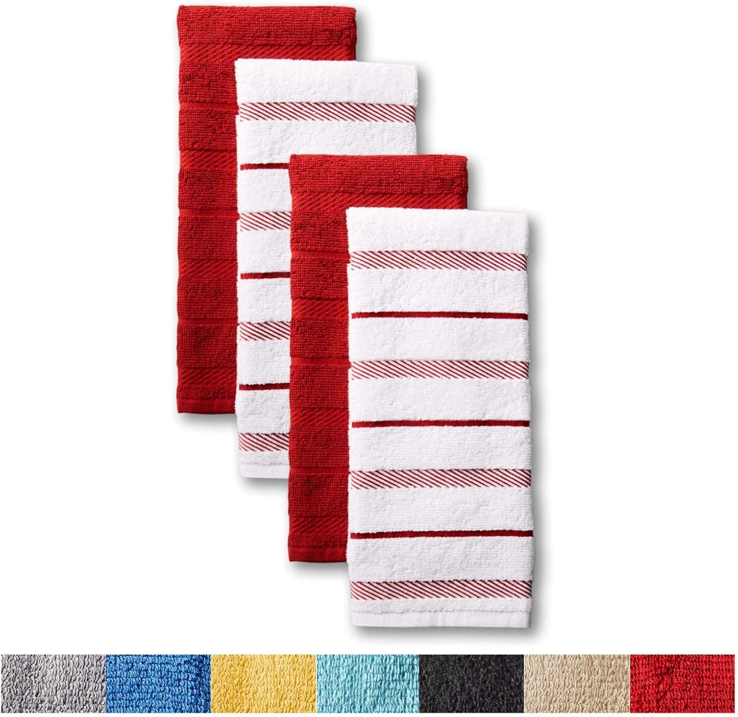 imageKitchenAid Albany Kitchen Towel 4Pack Set Blue VelvetWhite 16quotx26quotPassion Red