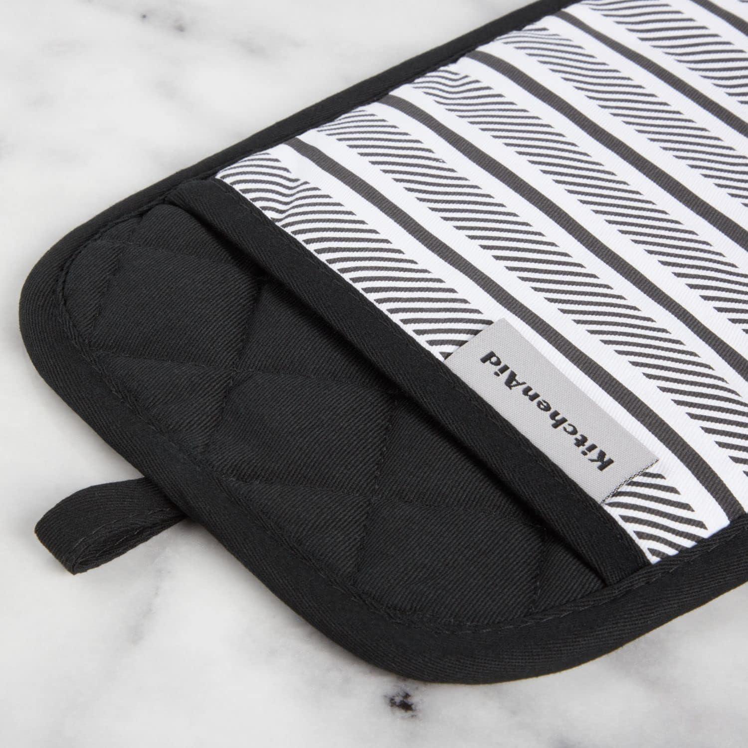 imageKitchenAid Albany Pot Holder 2Pack Set Aqua Sky 7quotx10quotMatte Black