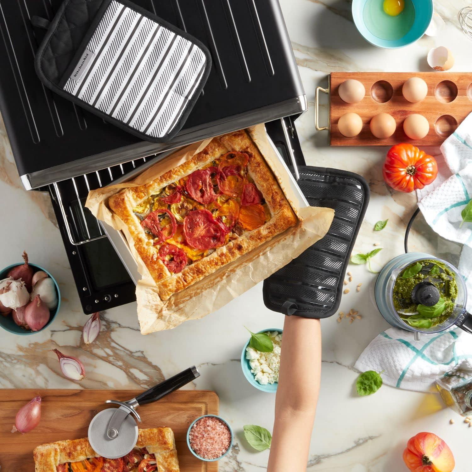 imageKitchenAid Albany Pot Holder 2Pack Set Aqua Sky 7quotx10quotMatte Black