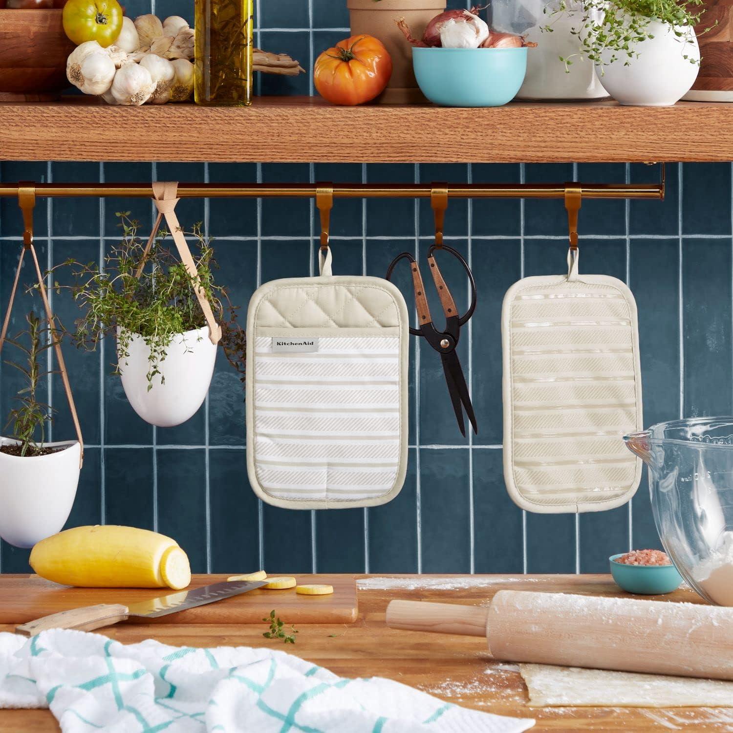 imageKitchenAid Albany Pot Holder 2Pack Set Aqua Sky 7quotx10quotMilkshake