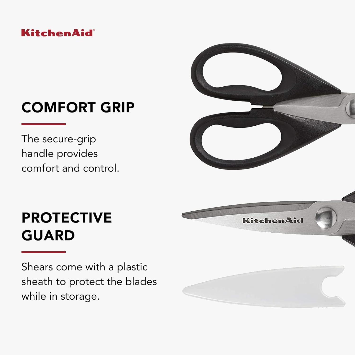 imageKitchenAid All Purpose Kitchen Shears with Protective Sheath Durable Stainless Steel Scissors Dishwasher Safe Soft Grip Comfort Handle 872 Inch BlackBlack