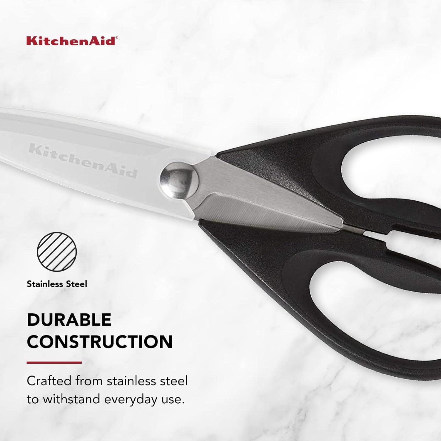imageKitchenAid All Purpose Kitchen Shears with Protective Sheath Durable Stainless Steel Scissors Dishwasher Safe Soft Grip Comfort Handle 872 Inch BlackBlack