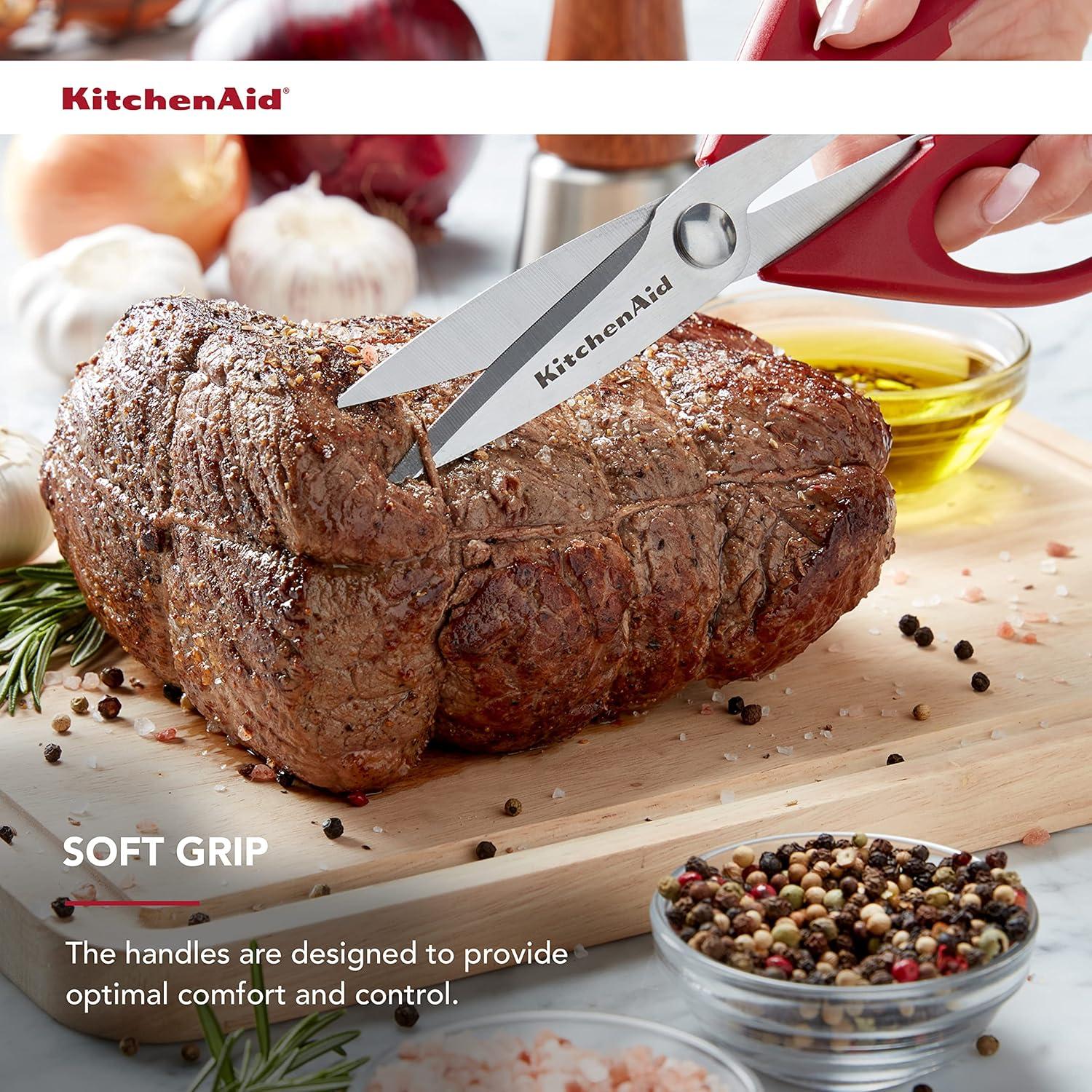 imageKitchenAid All Purpose Kitchen Shears with Protective Sheath Durable Stainless Steel Scissors Dishwasher Safe Soft Grip Comfort Handle 872 Inch BlackRed