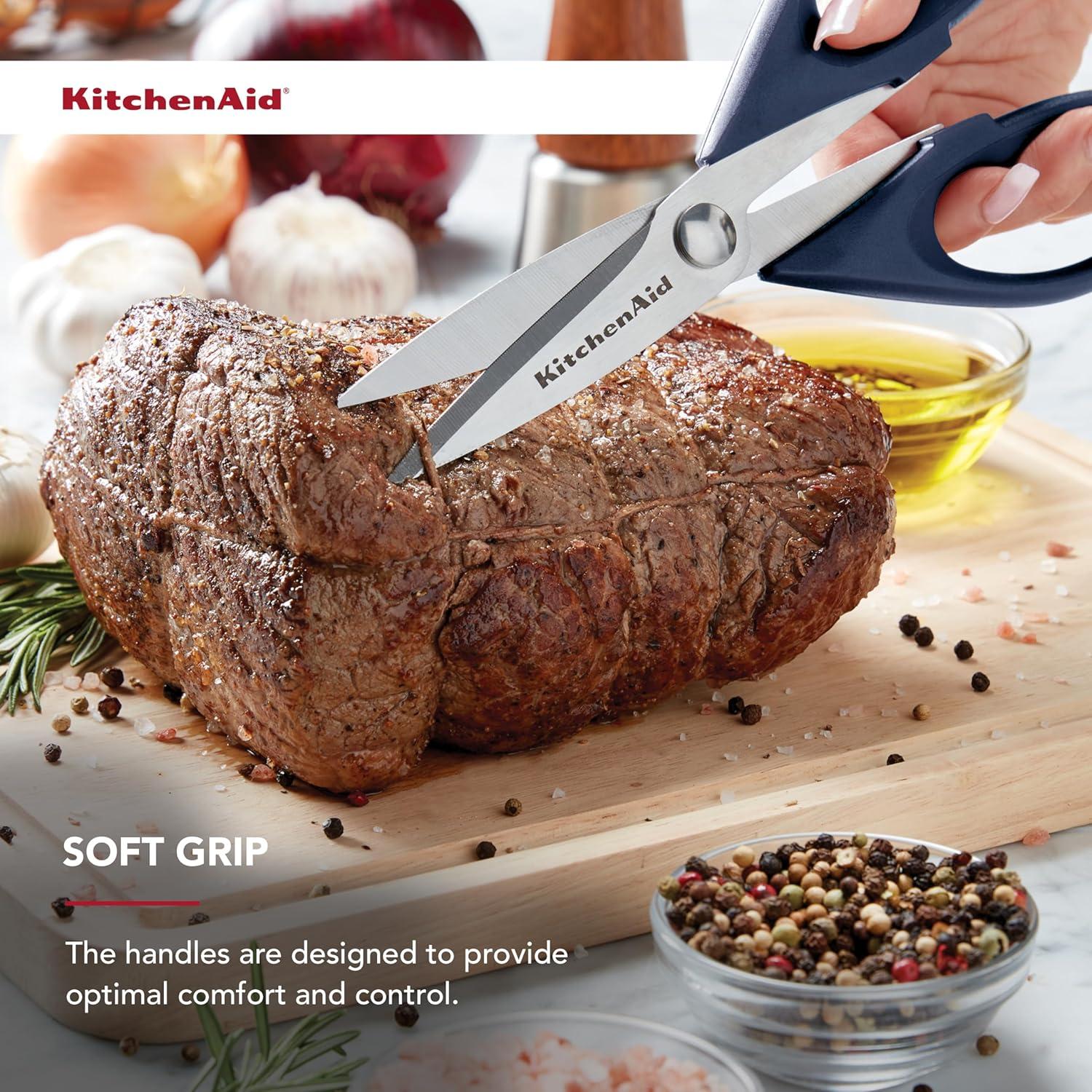 imageKitchenAid All Purpose Kitchen Shears with Protective Sheath Durable Stainless Steel Scissors Dishwasher Safe Soft Grip Comfort Handle 872 Inch Ink Blue