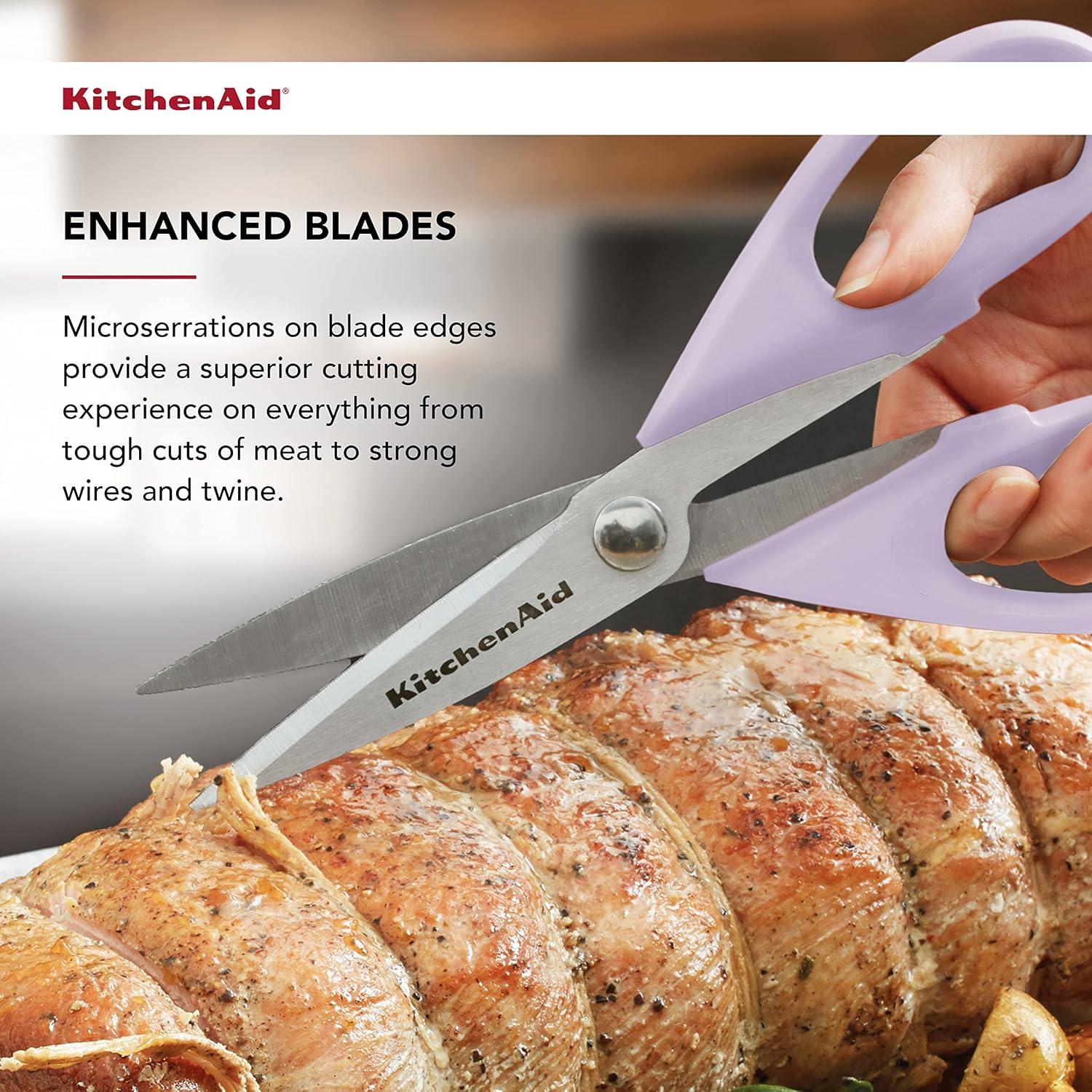imageKitchenAid All Purpose Kitchen Shears with Protective Sheath Durable Stainless Steel Scissors Dishwasher Safe Soft Grip Comfort Handle 872 Inch Lavendar Cream