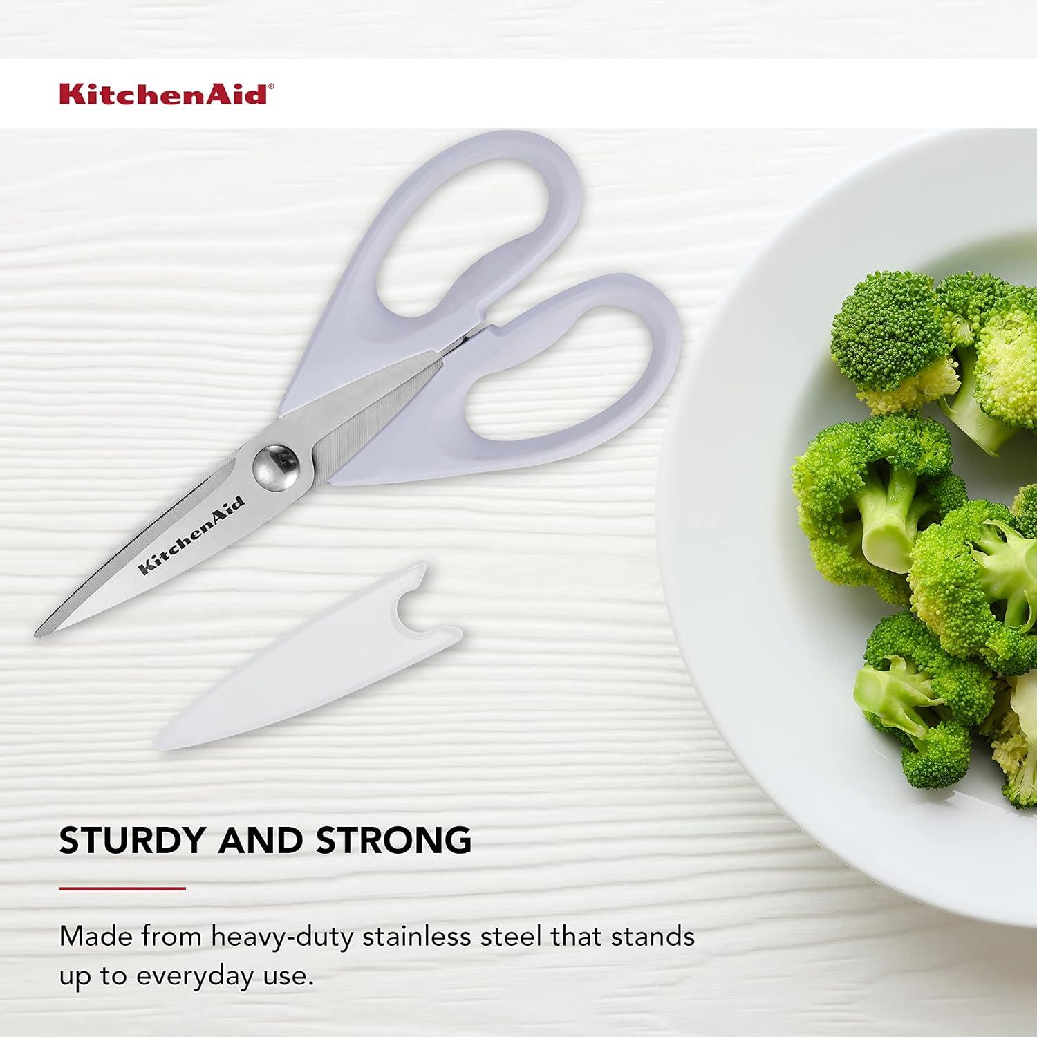 imageKitchenAid All Purpose Kitchen Shears with Protective Sheath Durable Stainless Steel Scissors Dishwasher Safe Soft Grip Comfort Handle 872 Inch Lavendar Cream
