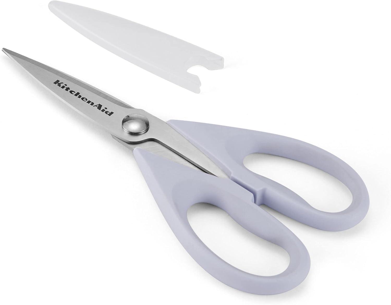 imageKitchenAid All Purpose Kitchen Shears with Protective Sheath Durable Stainless Steel Scissors Dishwasher Safe Soft Grip Comfort Handle 872 Inch Lavendar Cream