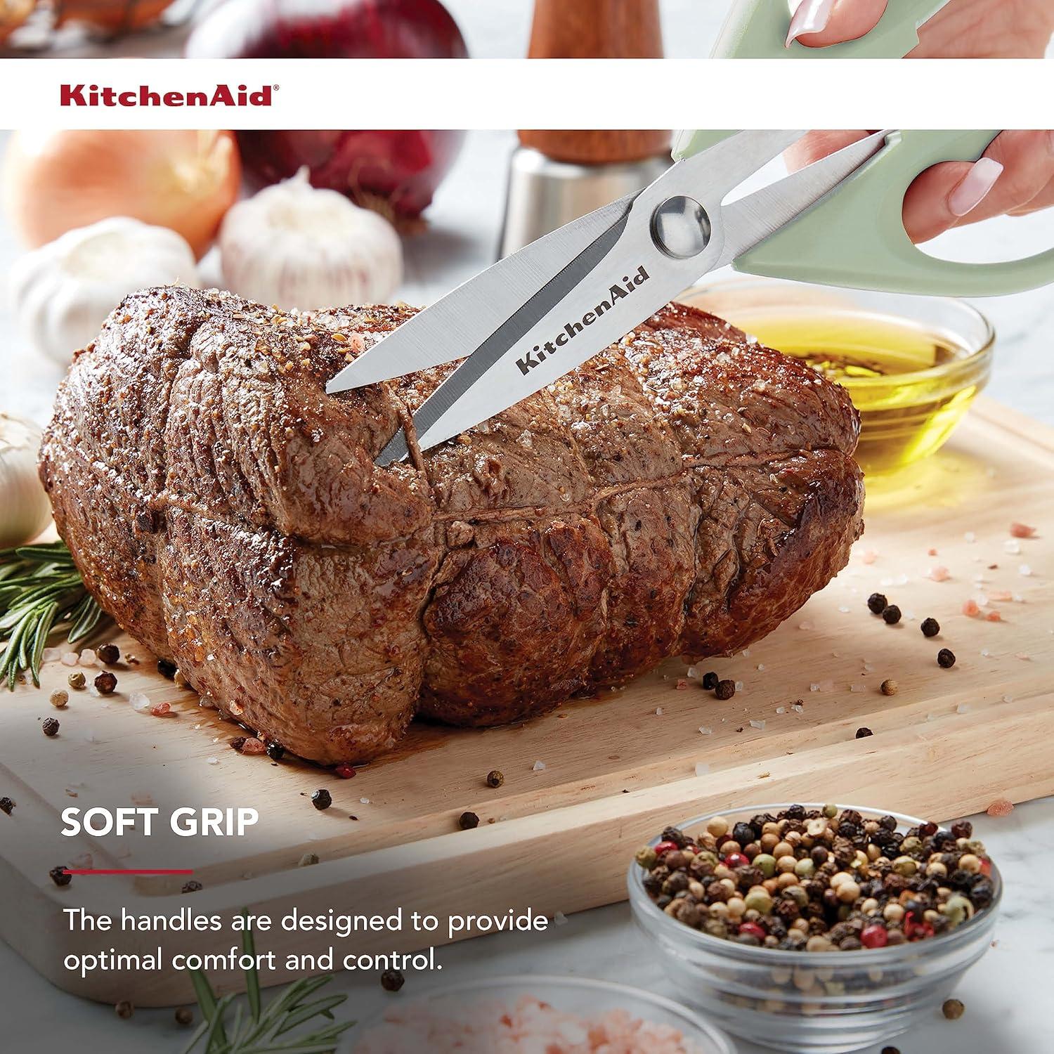 imageKitchenAid All Purpose Kitchen Shears with Protective Sheath Durable Stainless Steel Scissors Dishwasher Safe Soft Grip Comfort Handle 872 Inch Pistachio