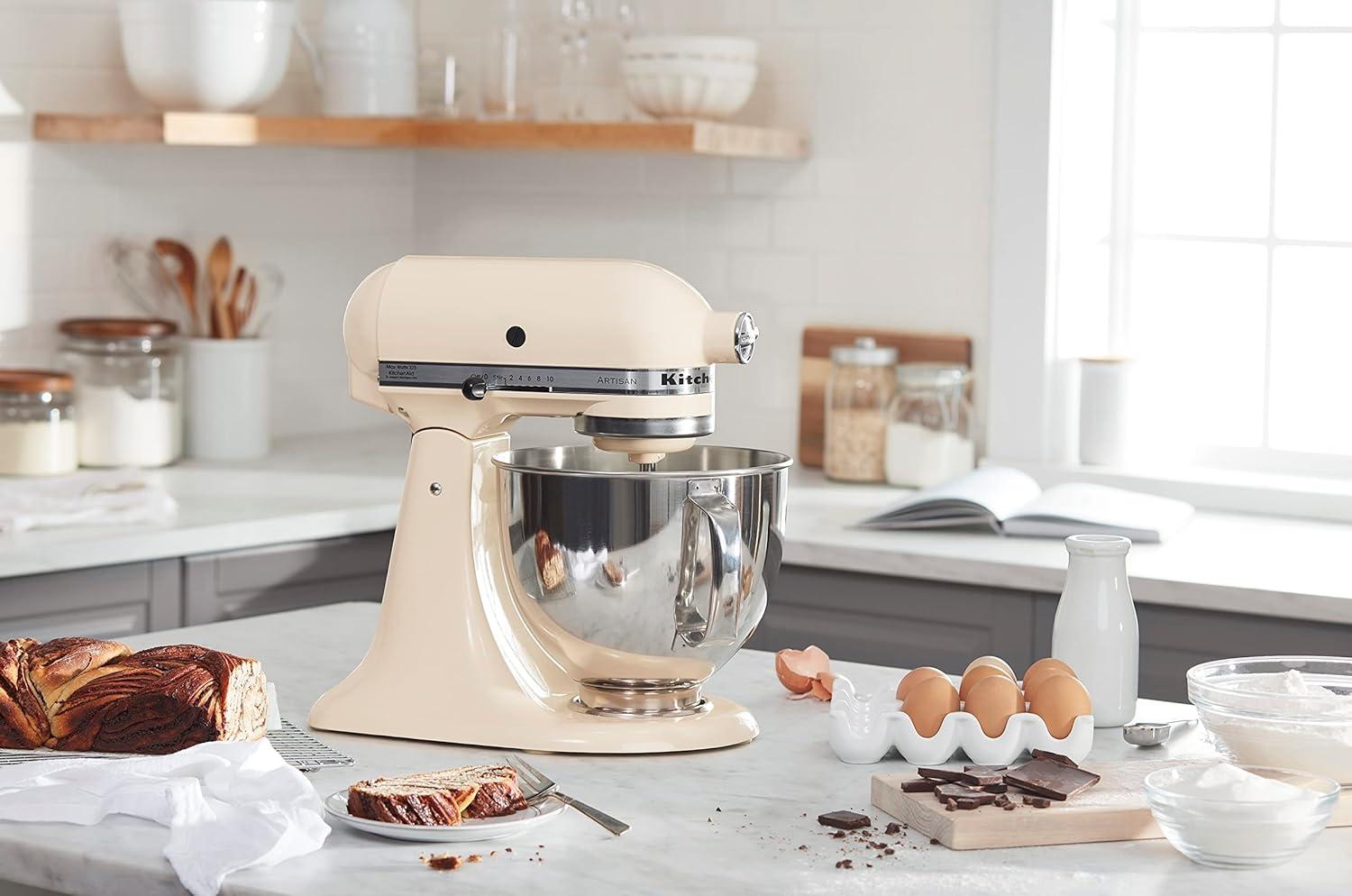 imageKitchenAid Artisan Series 5 Quart Tilt Head Stand Mixer with Pouring Shield KSM150PS Aqua SkyAlmond Cream