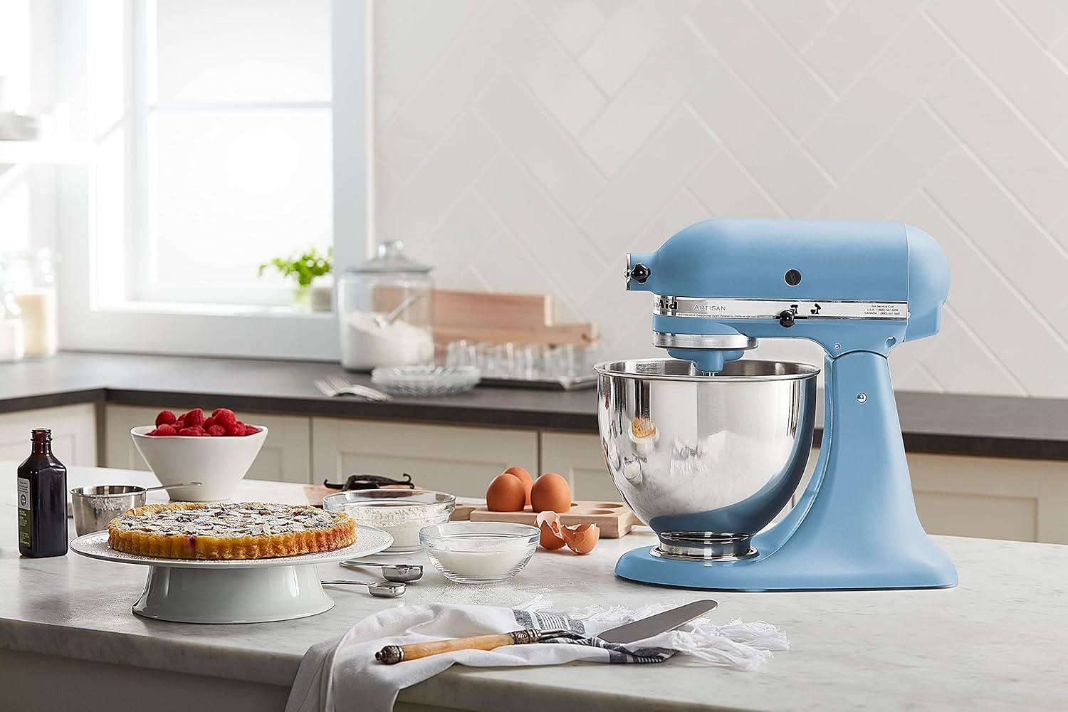 imageKitchenAid Artisan Series 5 Quart Tilt Head Stand Mixer with Pouring Shield KSM150PS Aqua SkyBlue Velvet