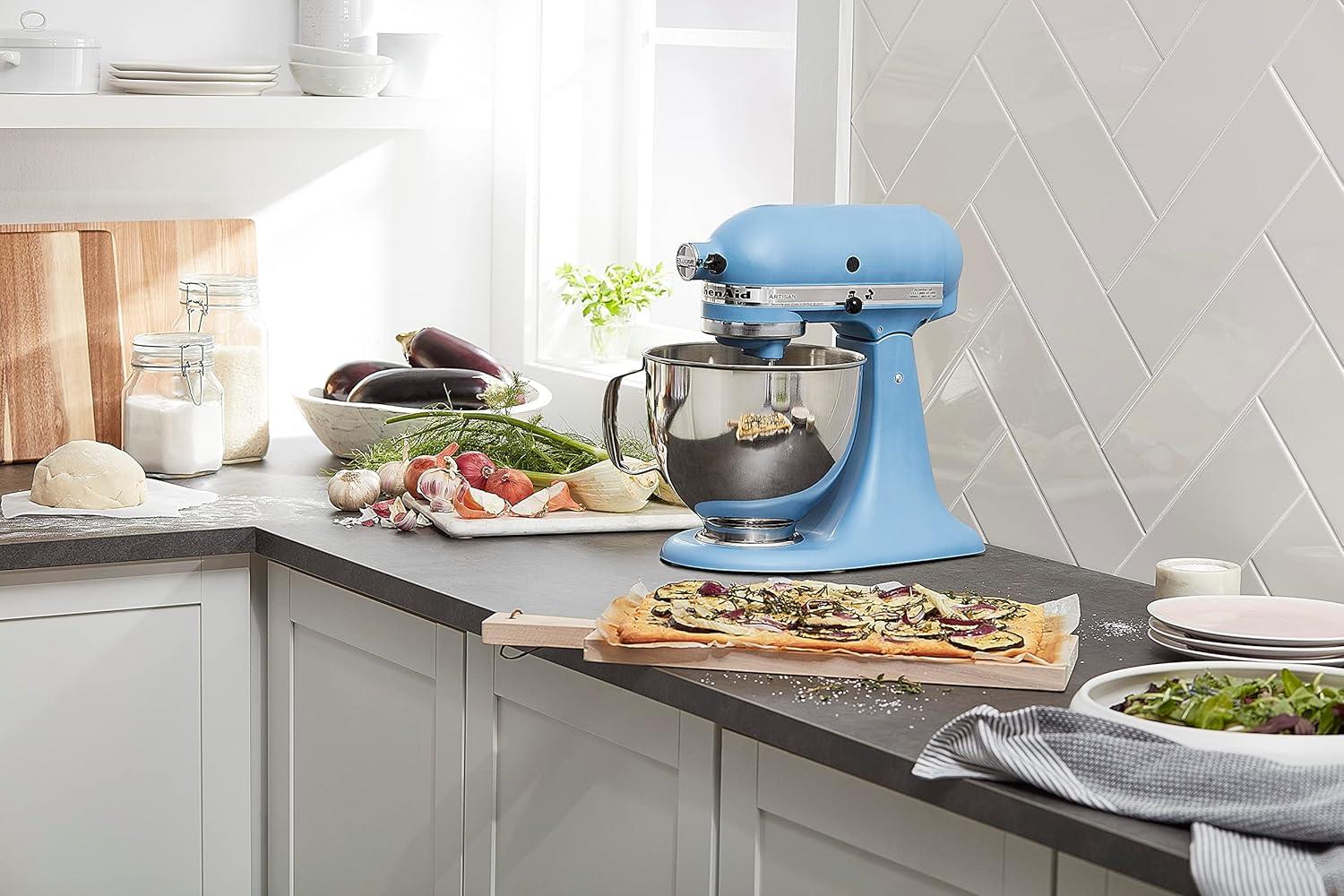 imageKitchenAid Artisan Series 5 Quart Tilt Head Stand Mixer with Pouring Shield KSM150PS Aqua SkyBlue Velvet