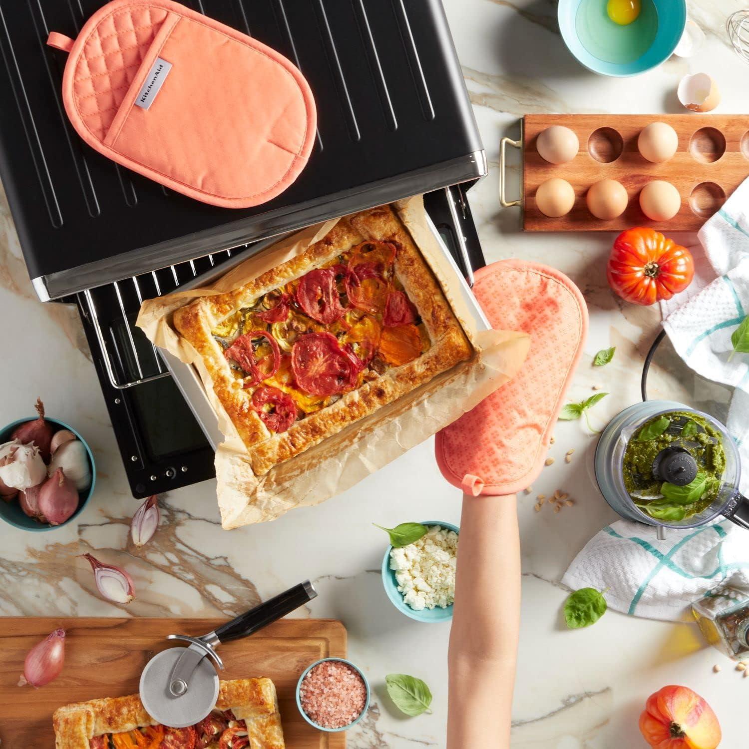 imageKitchenAid Asteroid Pot Holder 2Pack Set Aqua 65quotx10quotBird of Paradise