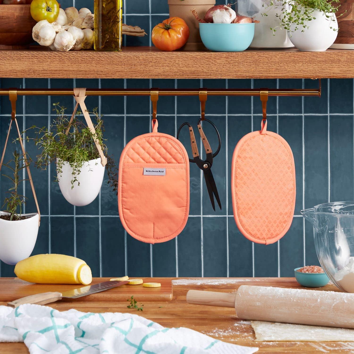 imageKitchenAid Asteroid Pot Holder 2Pack Set Aqua 65quotx10quotBird of Paradise