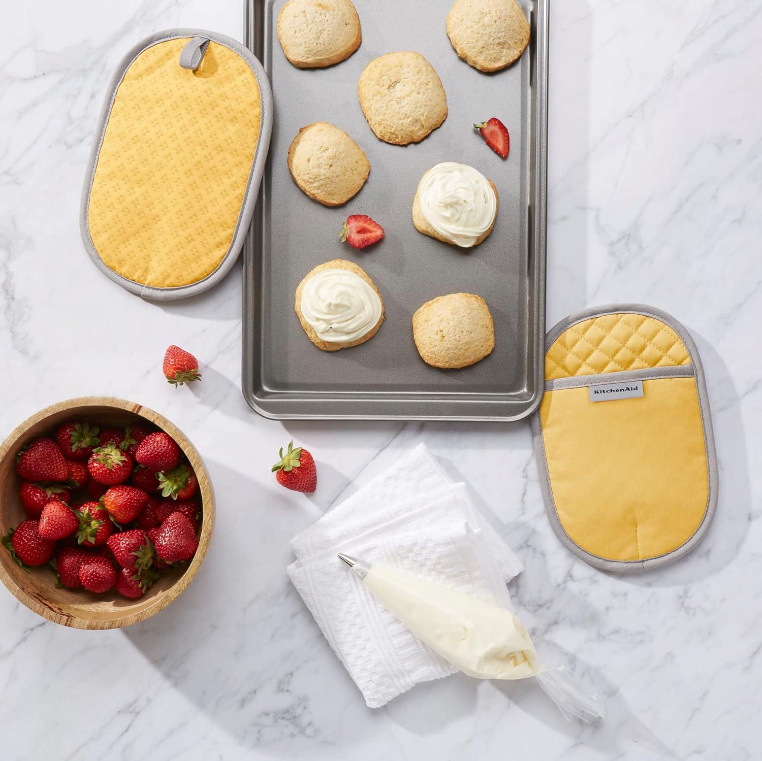 imageKitchenAid Asteroid Pot Holder 2Pack Set Aqua 65quotx10quotButtercup Yellow