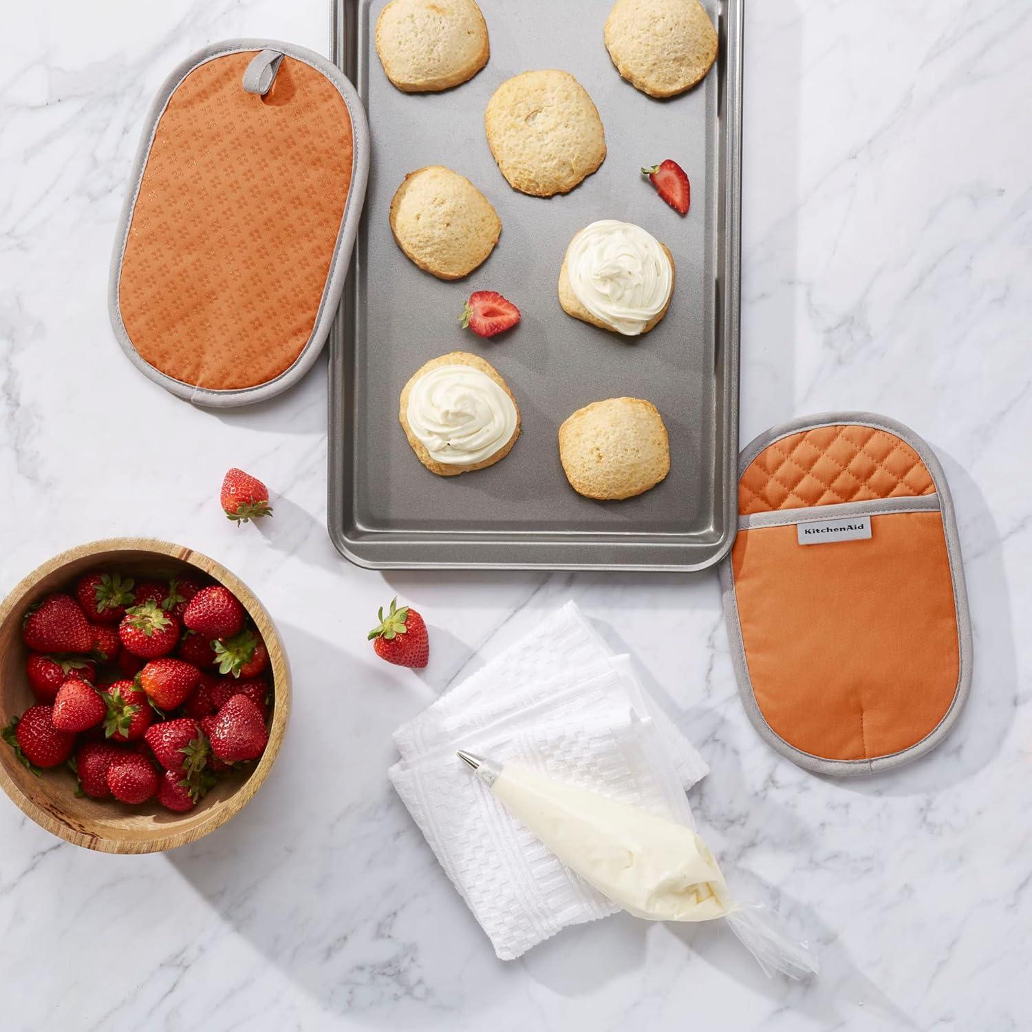 imageKitchenAid Asteroid Pot Holder 2Pack Set Aqua 65quotx10quotHoney Orange