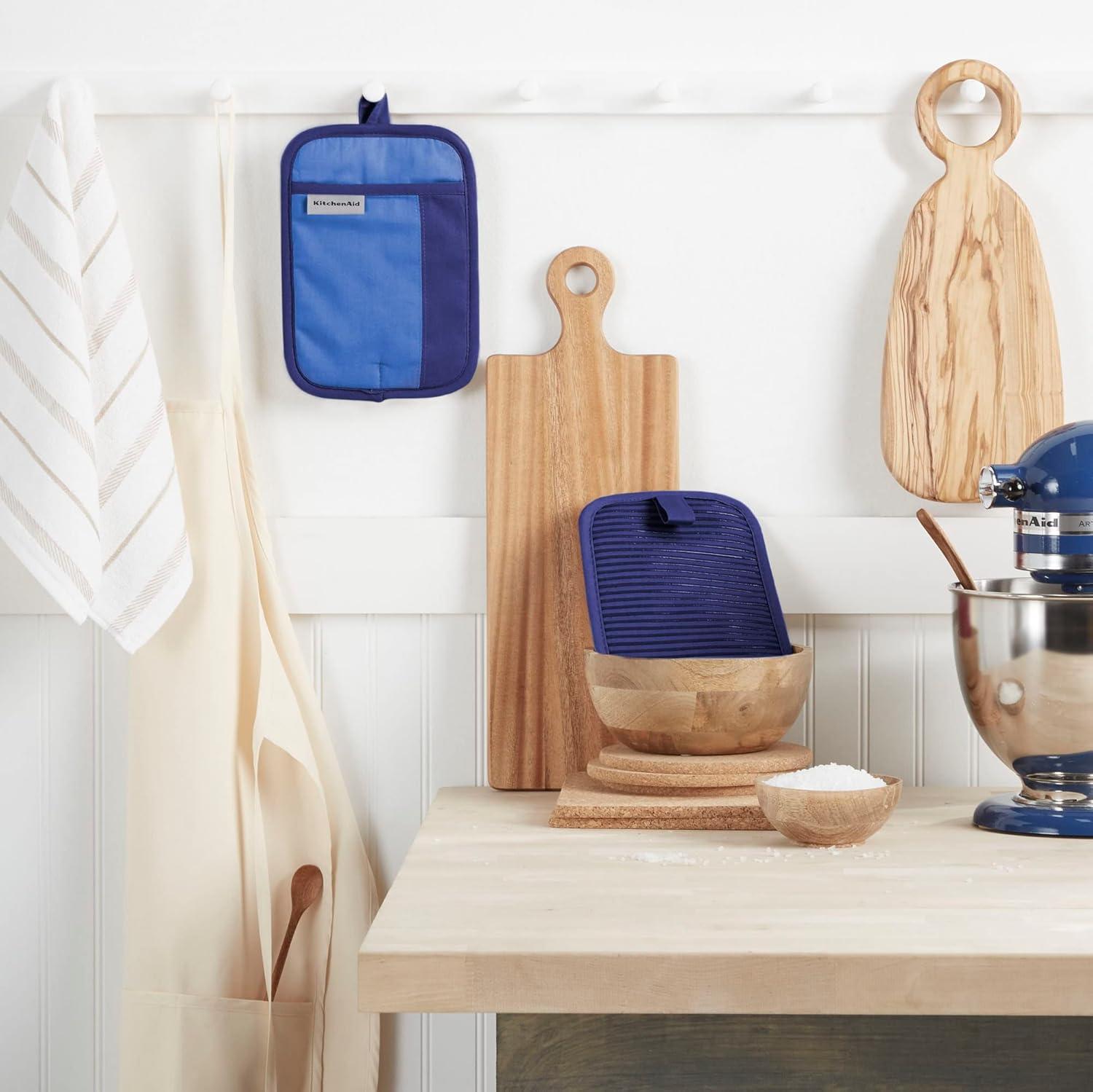 imageKitchenAid Beacon TwoTone NonSlip Pot Holder Set Blue VelvetBlue Heaven 7quotx10quot 2 PieceBlue CornCobalt