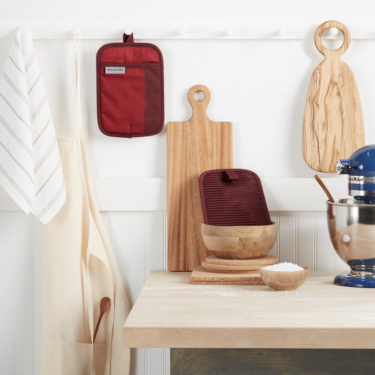 imageKitchenAid Beacon TwoTone NonSlip Pot Holder Set Blue VelvetBlue Heaven 7quotx10quot 2 PieceSmoked Paprika