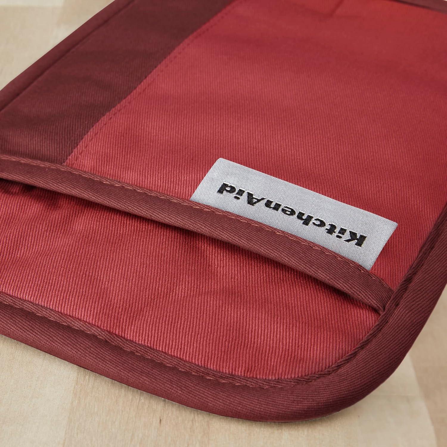 imageKitchenAid Beacon TwoTone NonSlip Pot Holder Set Blue VelvetBlue Heaven 7quotx10quot 2 PieceSmoked Paprika