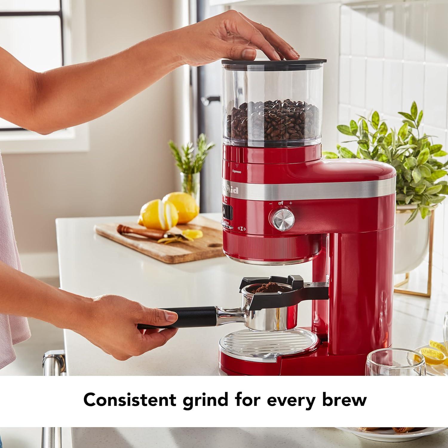 imageKitchenAid Burr Coffee Grinder KCG8433 Matte Charcoal GreyEmpire Red