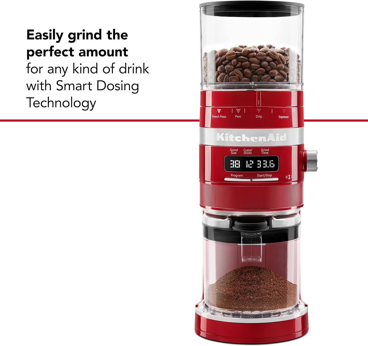 imageKitchenAid Burr Coffee Grinder KCG8433 Matte Charcoal GreyEmpire Red