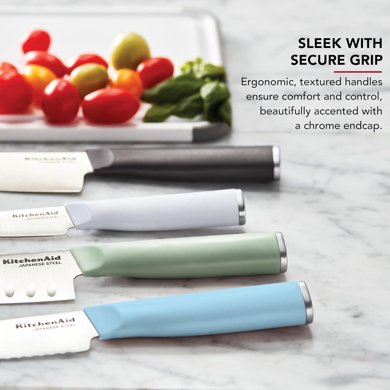 imageKitchenAid Chef Set with CustomFit Covers Sharp Kitchen Knife HighCarbon Japanese Stainless Steel Blade 4 Piece MulticolorMulticolor