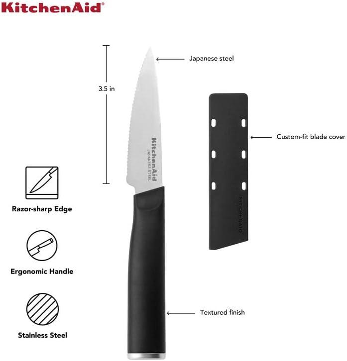 imageKitchenAid Classic Chef Knife with CustomFit Blade Cover 8inch Sharp Kitchen Knife HighCarbon Japanese Stainless Steel Blade Blade Black35
