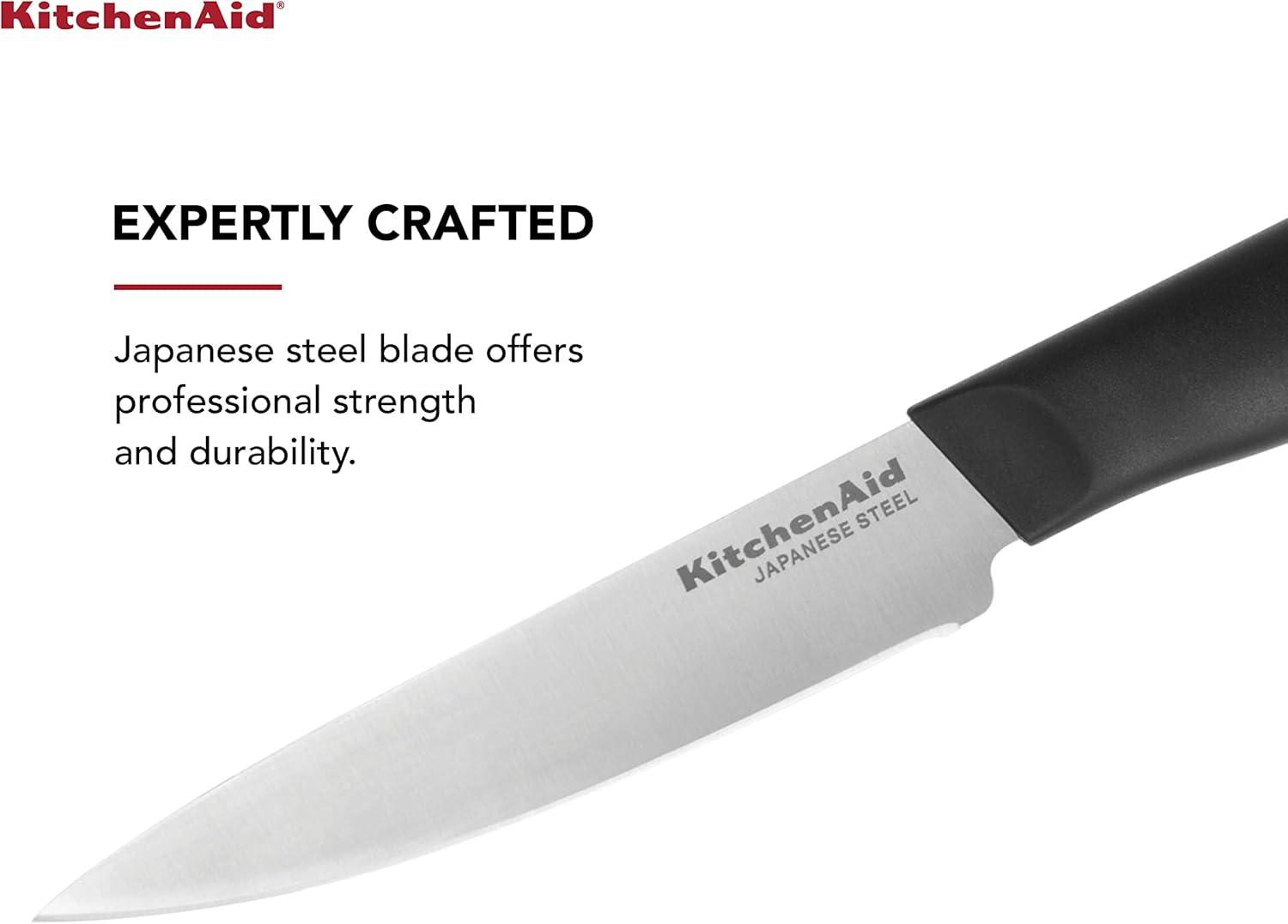 imageKitchenAid Classic Chef Knife with CustomFit Blade Cover 8inch Sharp Kitchen Knife HighCarbon Japanese Stainless Steel Blade Blade Black45