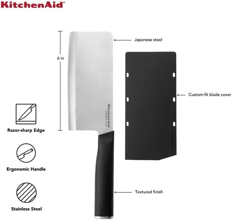 imageKitchenAid Classic Chef Knife with CustomFit Blade Cover 8inch Sharp Kitchen Knife HighCarbon Japanese Stainless Steel Blade Blade Black45