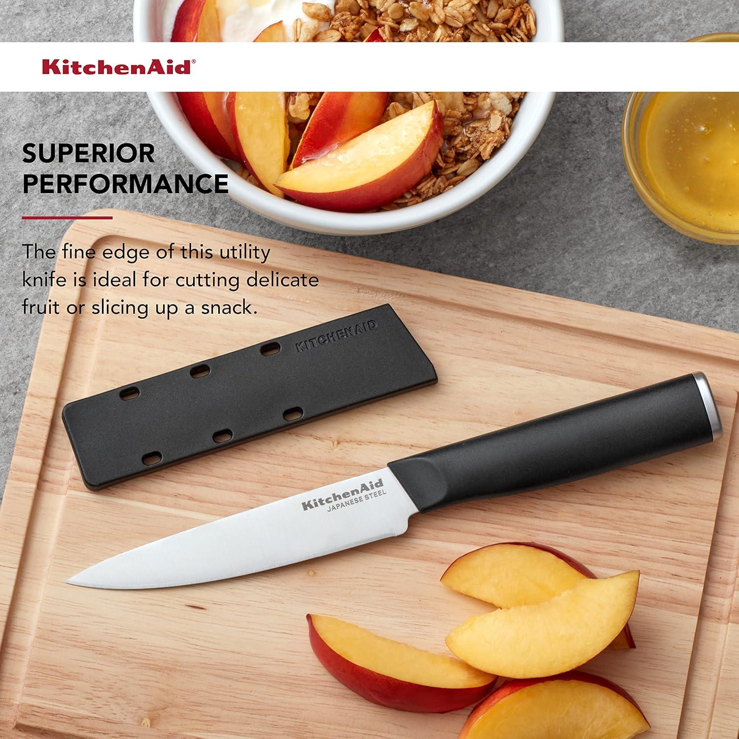 imageKitchenAid Classic Chef Knife with CustomFit Blade Cover 8inch Sharp Kitchen Knife HighCarbon Japanese Stainless Steel Blade Blade Black45