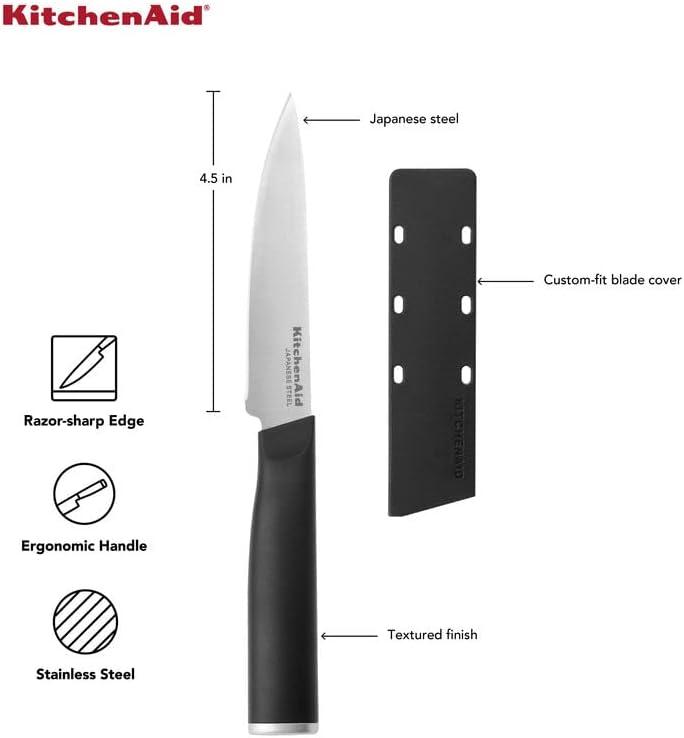 imageKitchenAid Classic Chef Knife with CustomFit Blade Cover 8inch Sharp Kitchen Knife HighCarbon Japanese Stainless Steel Blade Blade Black45