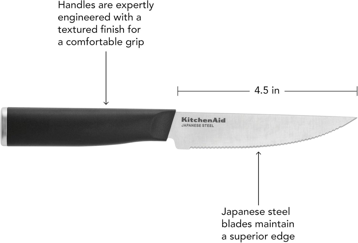 imageKitchenAid Classic Chef Knife with CustomFit Blade Cover 8inch Sharp Kitchen Knife HighCarbon Japanese Stainless Steel Blade Blade Black45Inch