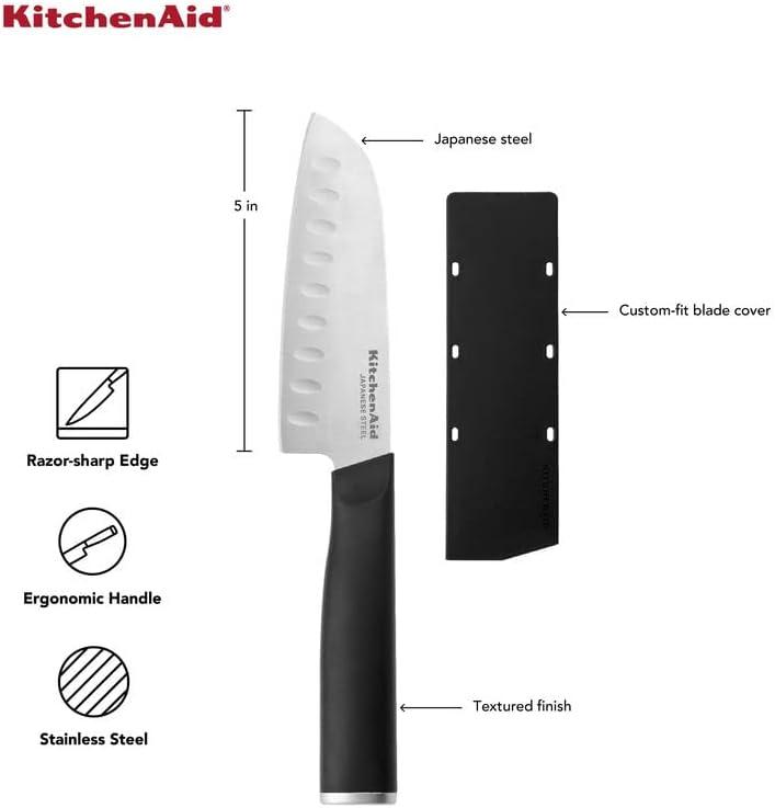 imageKitchenAid Classic Chef Knife with CustomFit Blade Cover 8inch Sharp Kitchen Knife HighCarbon Japanese Stainless Steel Blade Blade Black5