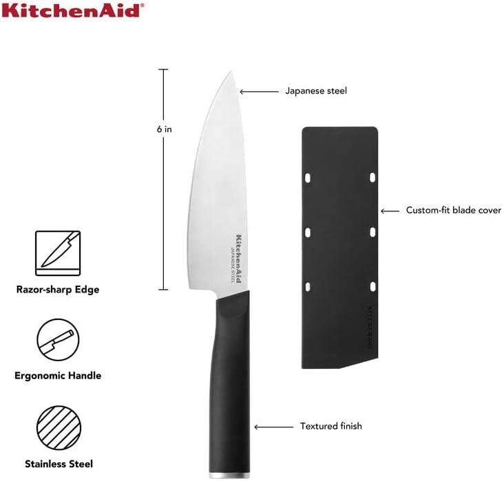 imageKitchenAid Classic Chef Knife with CustomFit Blade Cover 8inch Sharp Kitchen Knife HighCarbon Japanese Stainless Steel Blade Blade Black6