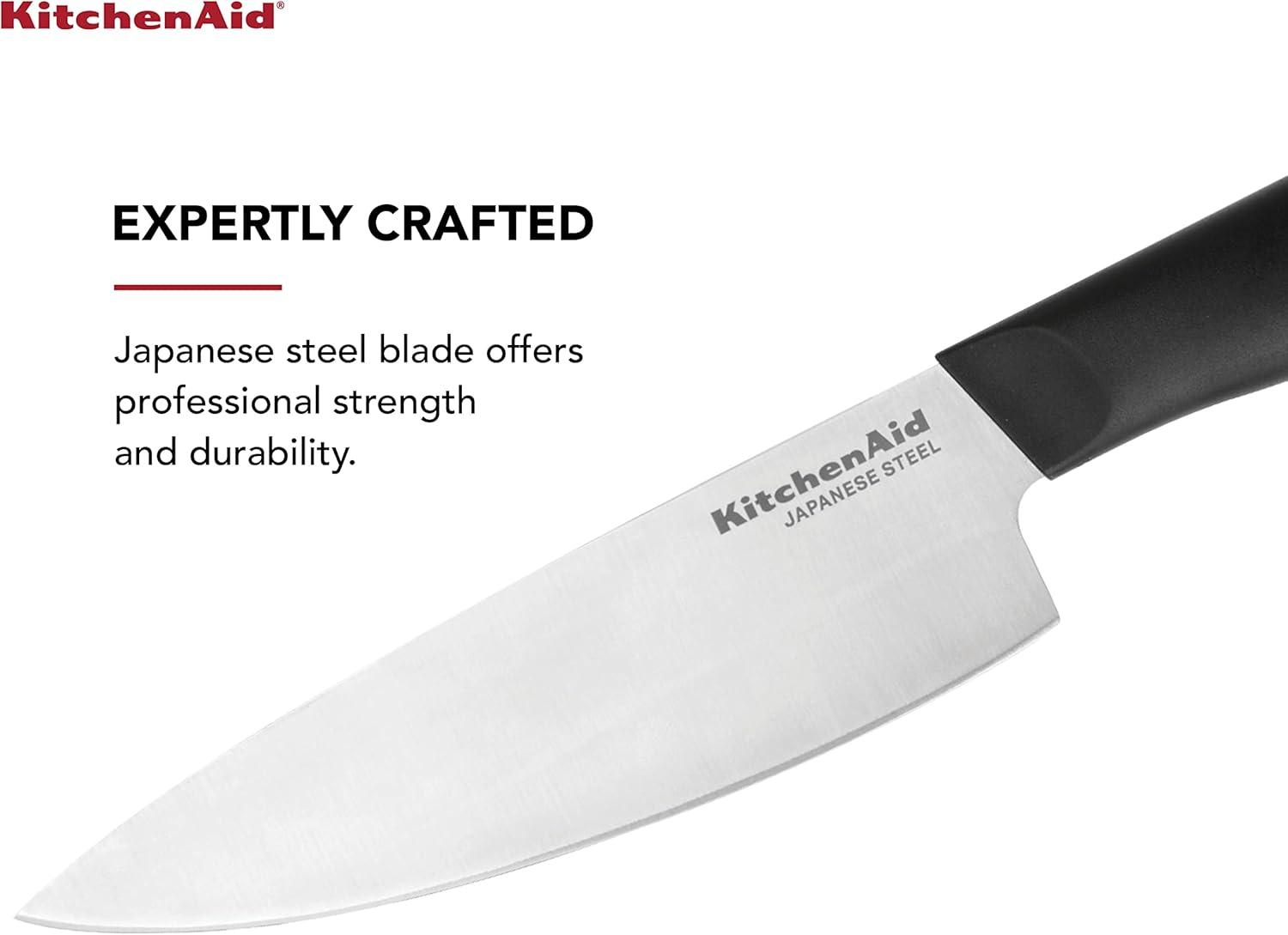 imageKitchenAid Classic Chef Knife with CustomFit Blade Cover 8inch Sharp Kitchen Knife HighCarbon Japanese Stainless Steel Blade Blade Black6