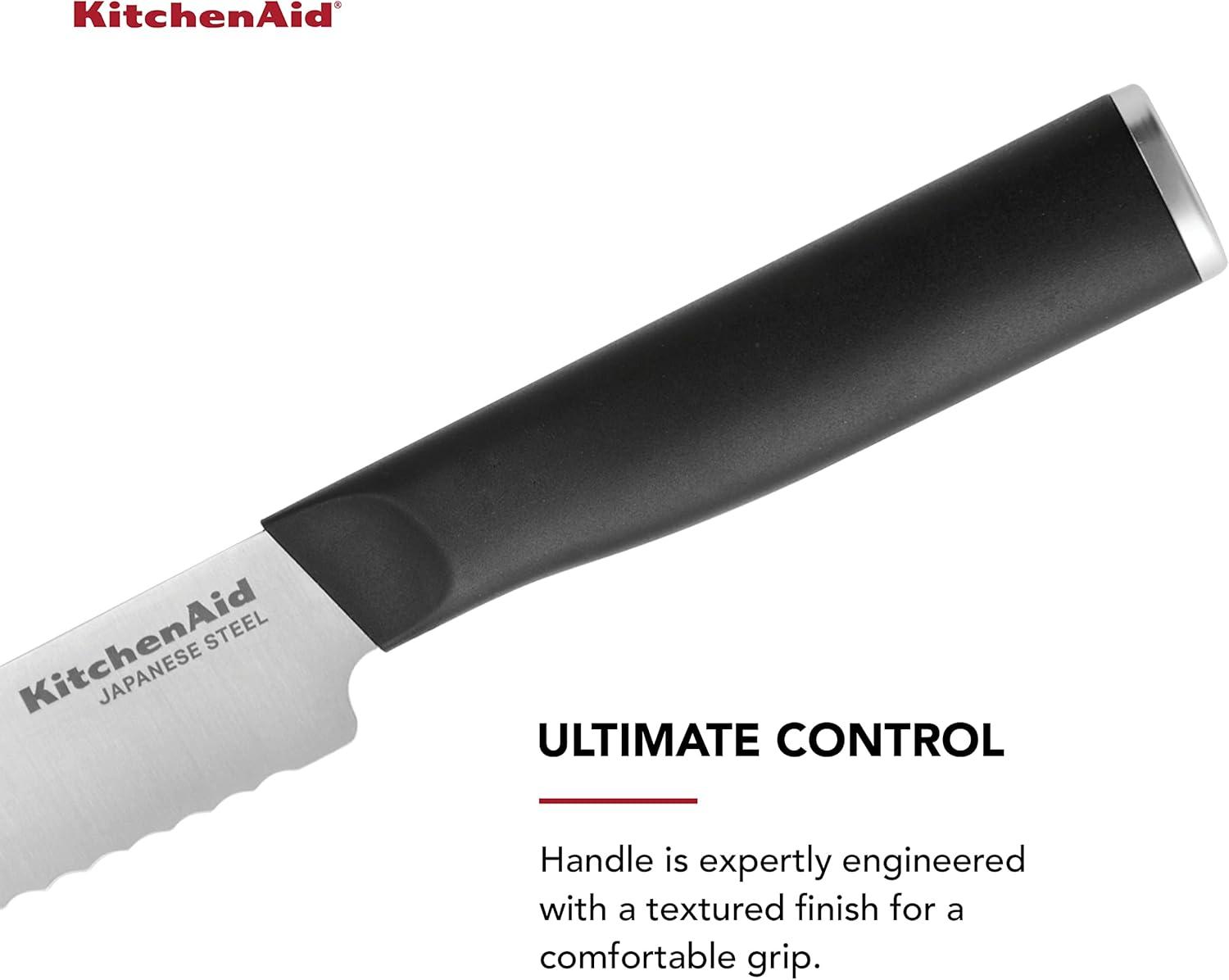 imageKitchenAid Classic Chef Knife with CustomFit Blade Cover 8inch Sharp Kitchen Knife HighCarbon Japanese Stainless Steel Blade Blade Black8