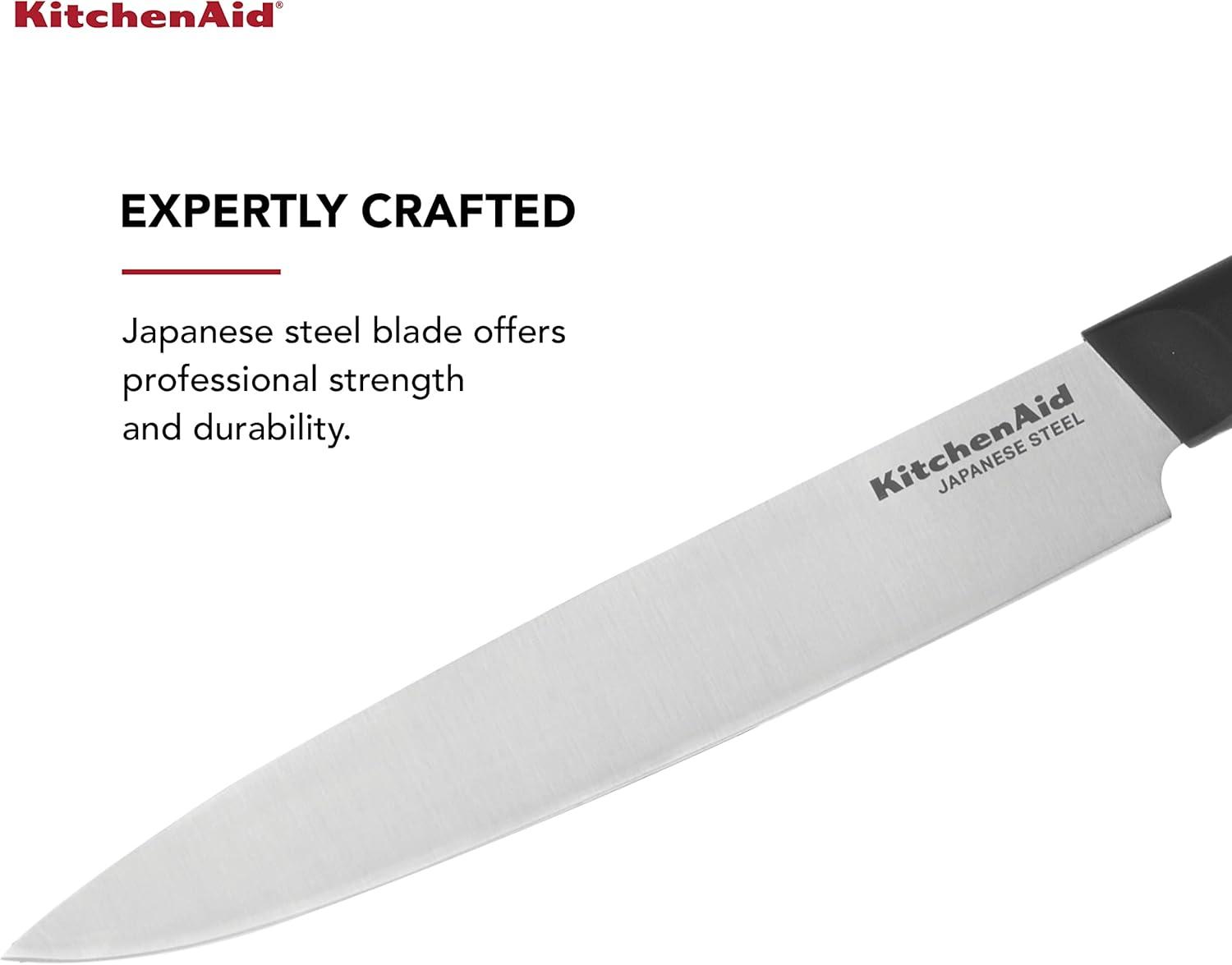 imageKitchenAid Classic Chef Knife with CustomFit Blade Cover 8inch Sharp Kitchen Knife HighCarbon Japanese Stainless Steel Blade Blade Black8