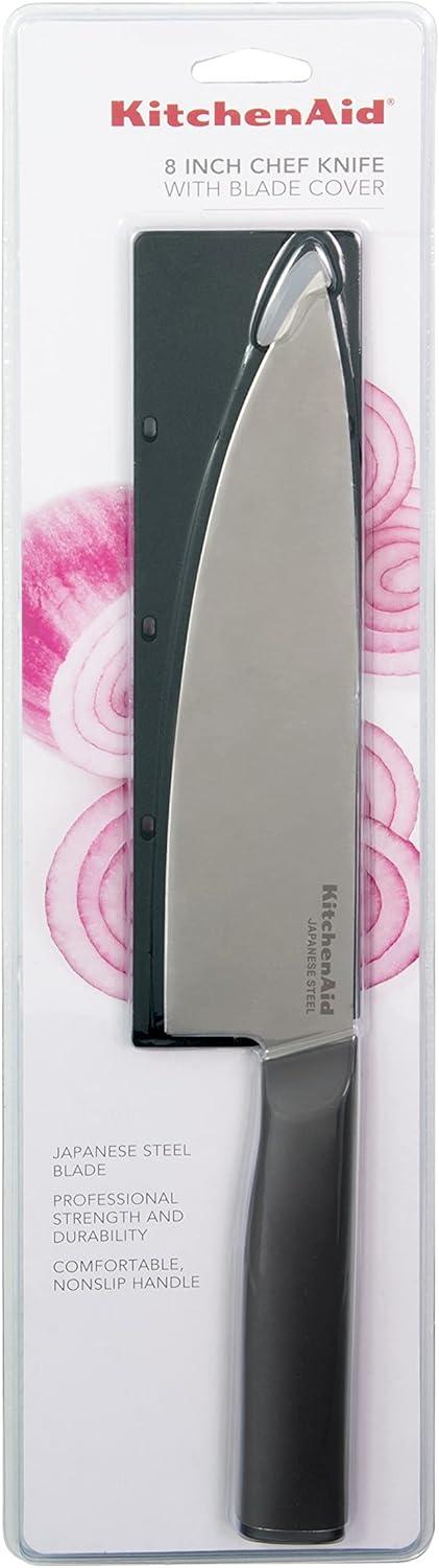 imageKitchenAid Classic Chef Knife with CustomFit Blade Cover 8inch Sharp Kitchen Knife HighCarbon Japanese Stainless Steel Blade Blade Black8