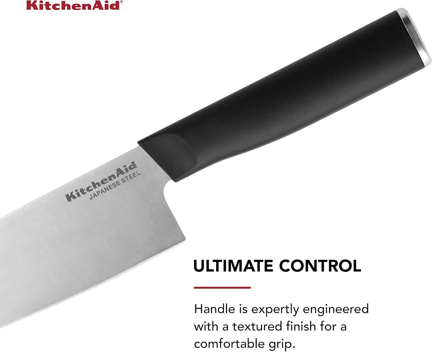 imageKitchenAid Classic Chef Knife with CustomFit Blade Cover 8inch Sharp Kitchen Knife HighCarbon Japanese Stainless Steel Blade Blade Black8